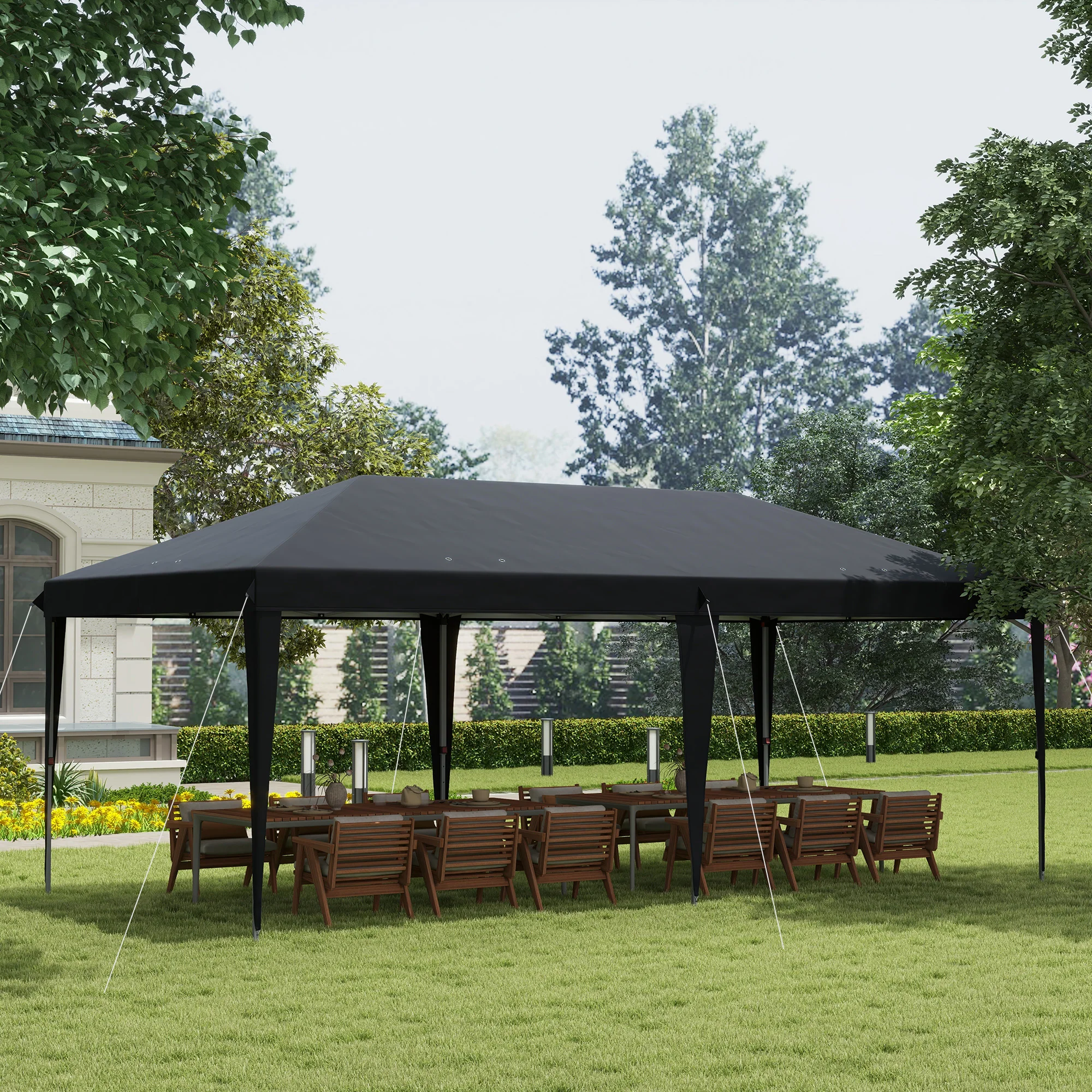 10' x 20' Heavy Duty Instant Pop-Up Canopy Tent with Sun Shade Shelter, Black - Image 3