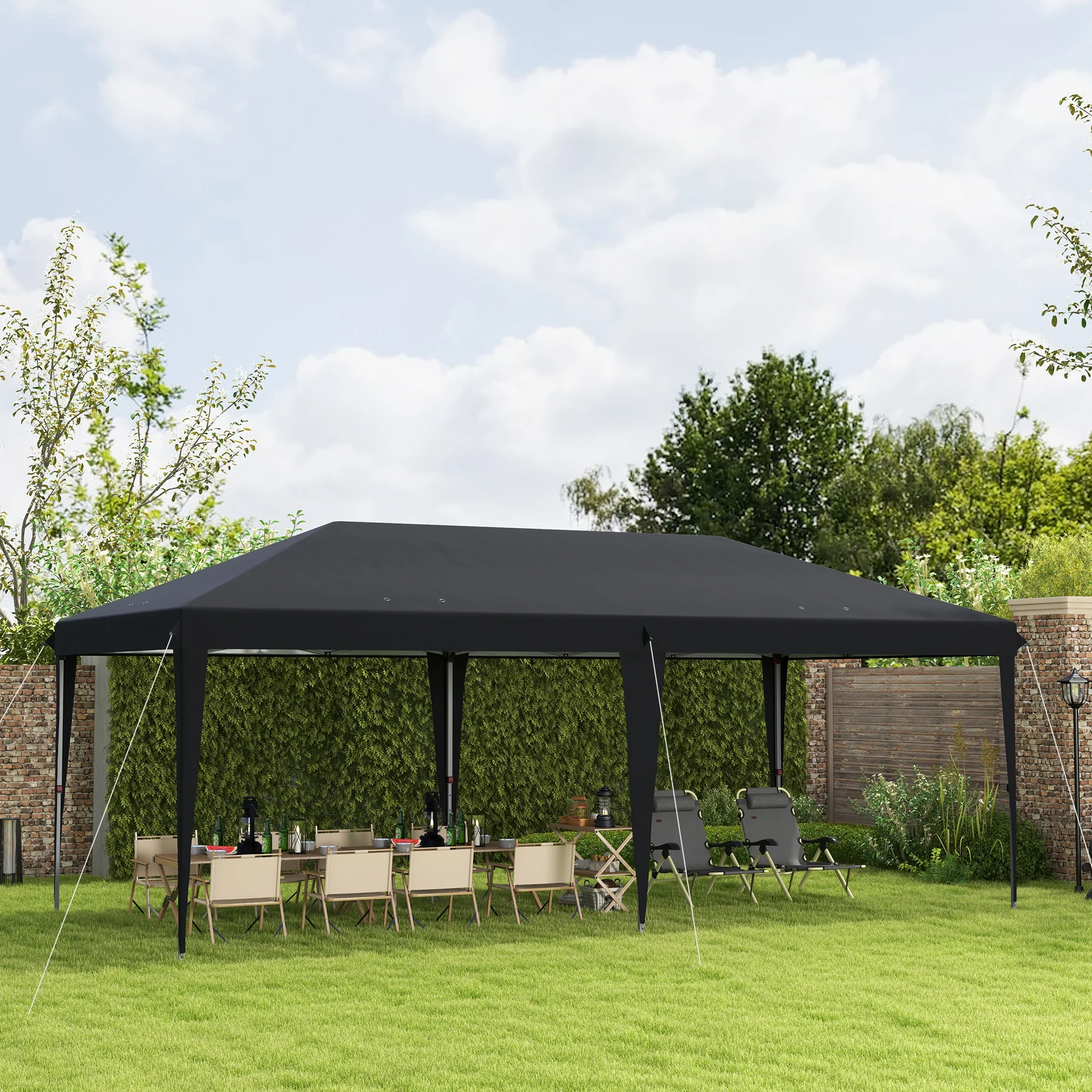 10' x 20' Heavy Duty Instant Pop-Up Canopy Tent with Sun Shade Shelter, Black - Image 4