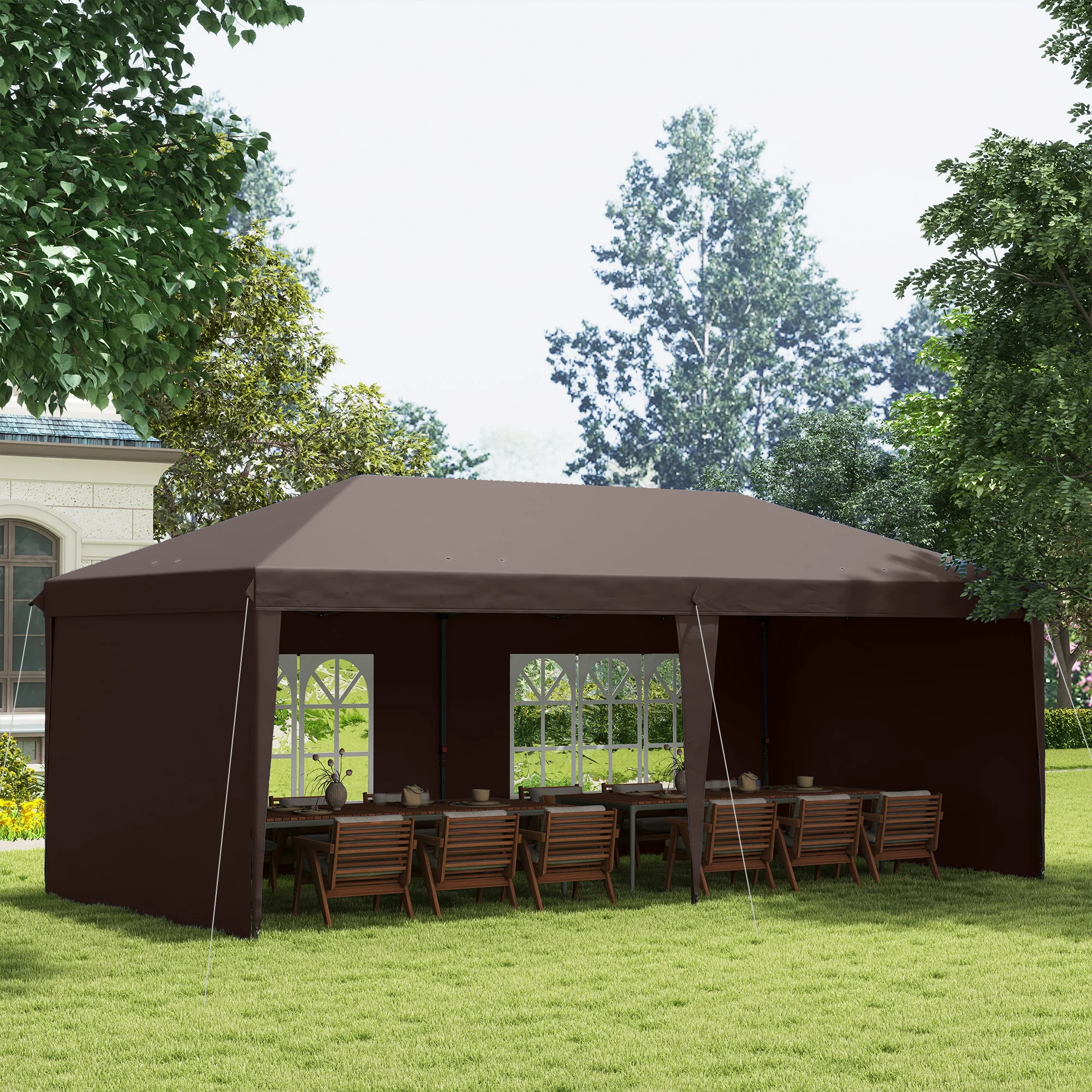10' x 20' Pop Up Canopy Tent with 4 Sidewalls & Carry Bag, Instant Gazebo for Patio & Garden - Image 3