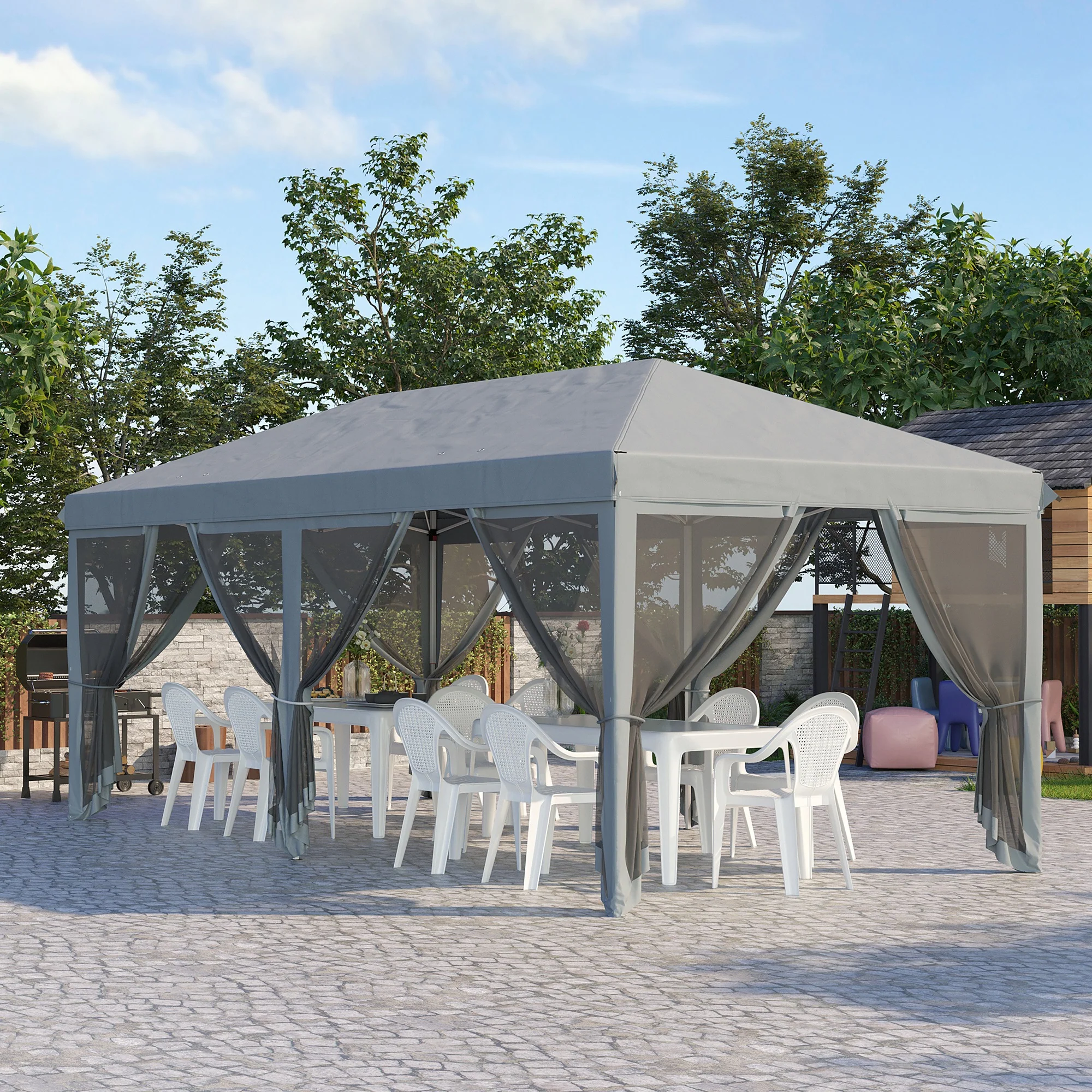 10' x 20' Pop Up Canopy Tent, Netting, Heavy Duty, Instant Sun Shelter, Large, Gray - Image 3