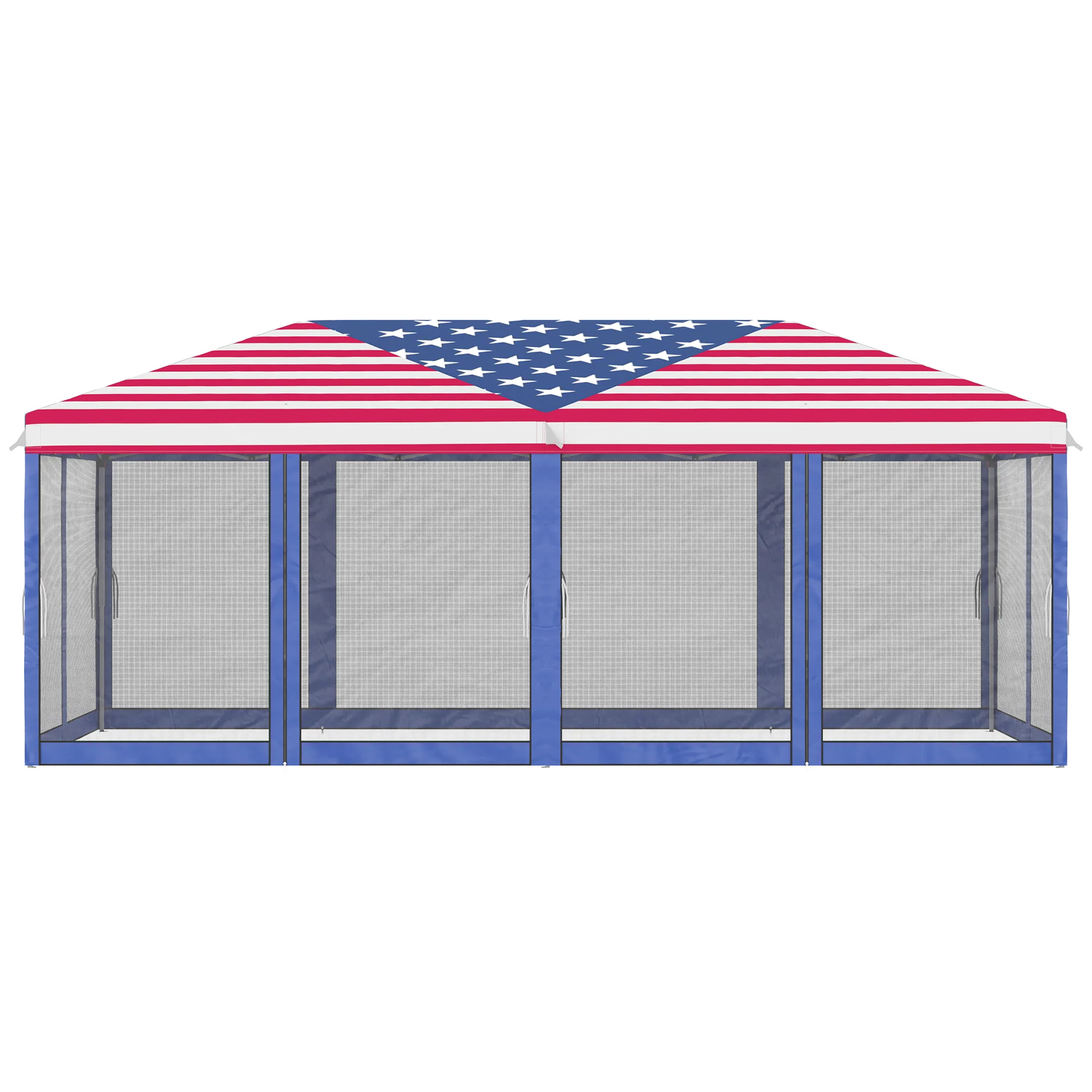 10' x 20' Heavy Duty Instant Canopy Tent with Netting & American Flag for Outdoor, Garden, Patio - Image 11