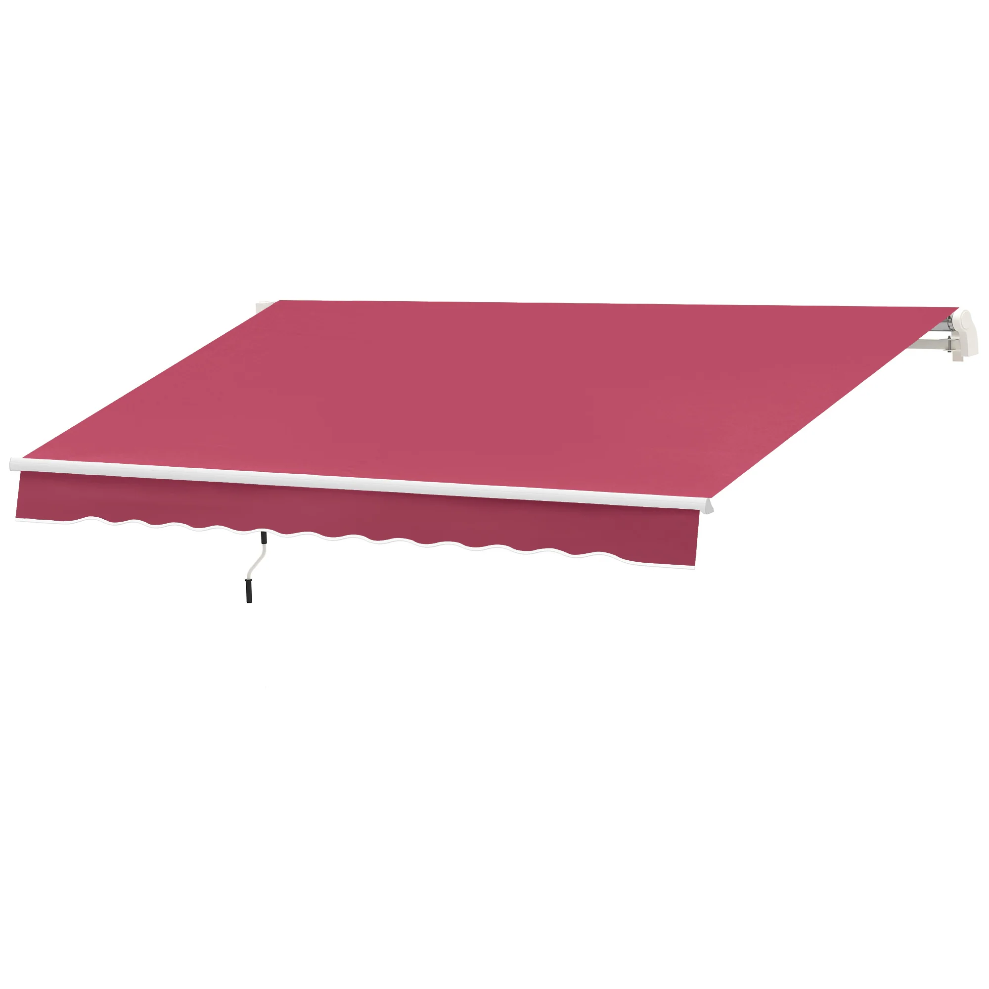 10' x 8' Retractable Patio Awning with Manual Crank Handle & UV/Water-Resistant Fabric, Red - Image 2