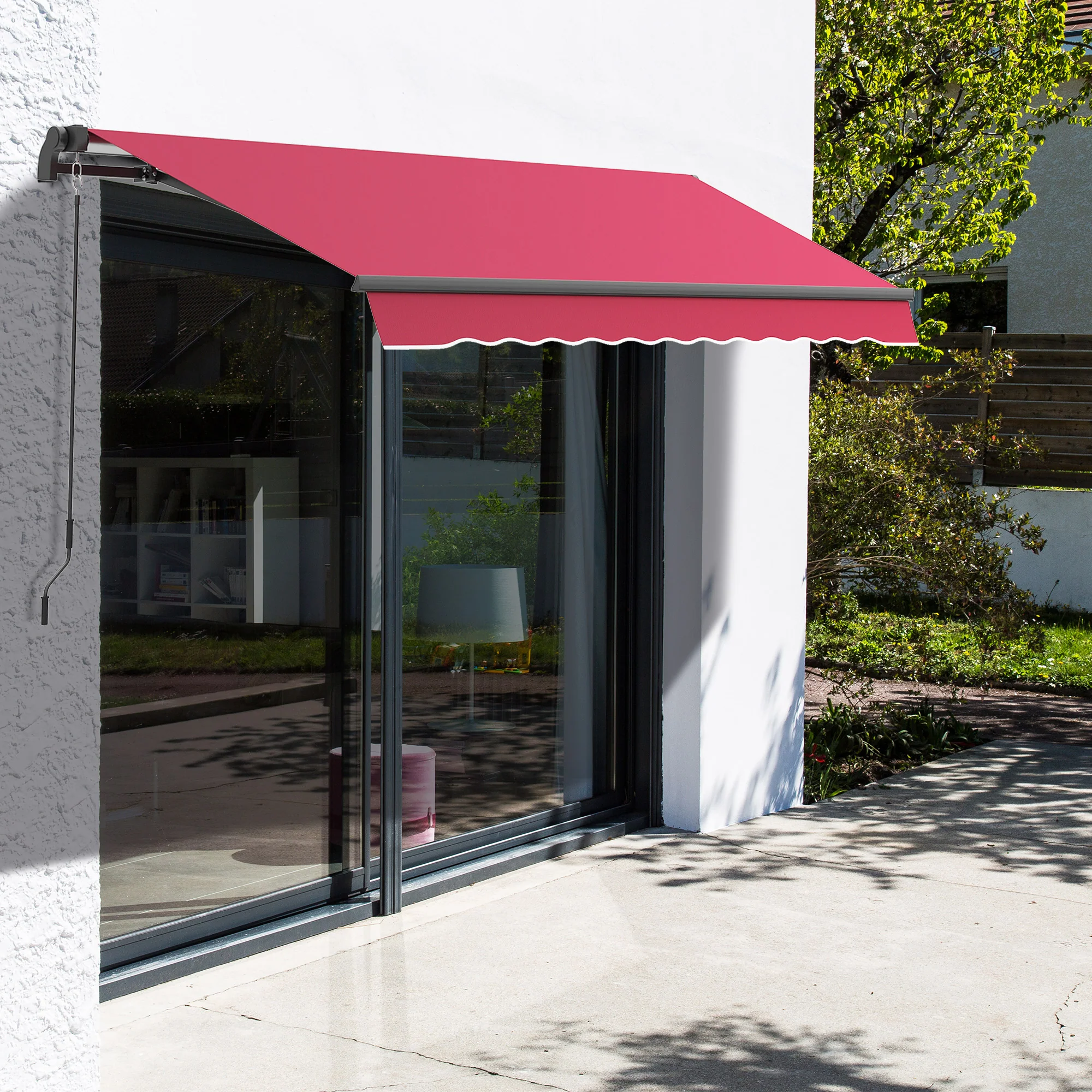 10' x 8' Manual Crank Retractable Awning, UV/Water-Resistant Sun Shelter, Wine Red - Image 11