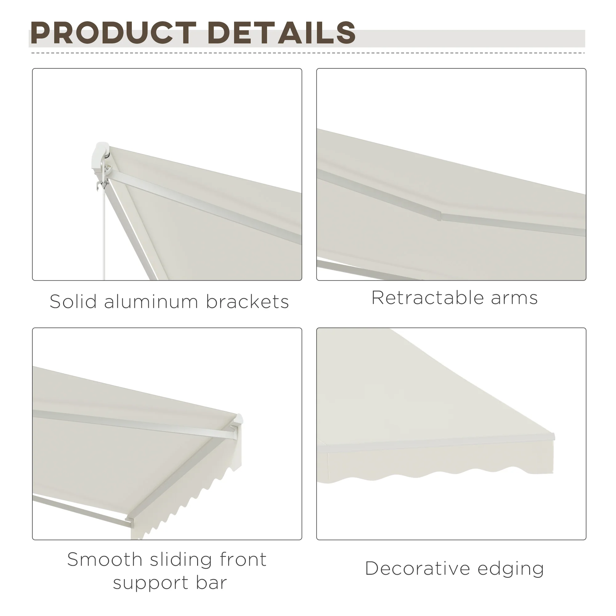 12' x 10' Retractable Electric Awning with Remote, Manual Crank & UV Protection, Cream White - Image 9