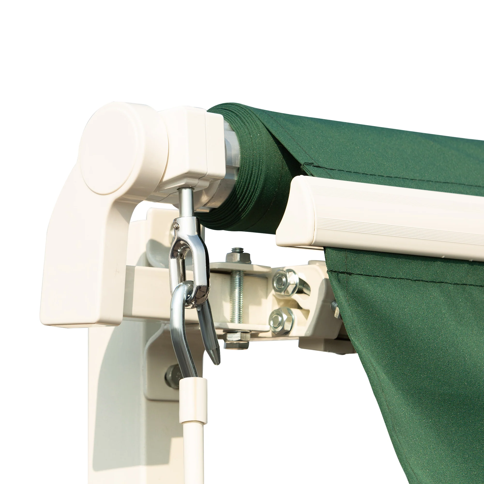 12' x 10' Retractable Patio Awning with Manual Crank, 280g/m? UV & Water-Resistant Fabric, Green - Image 10