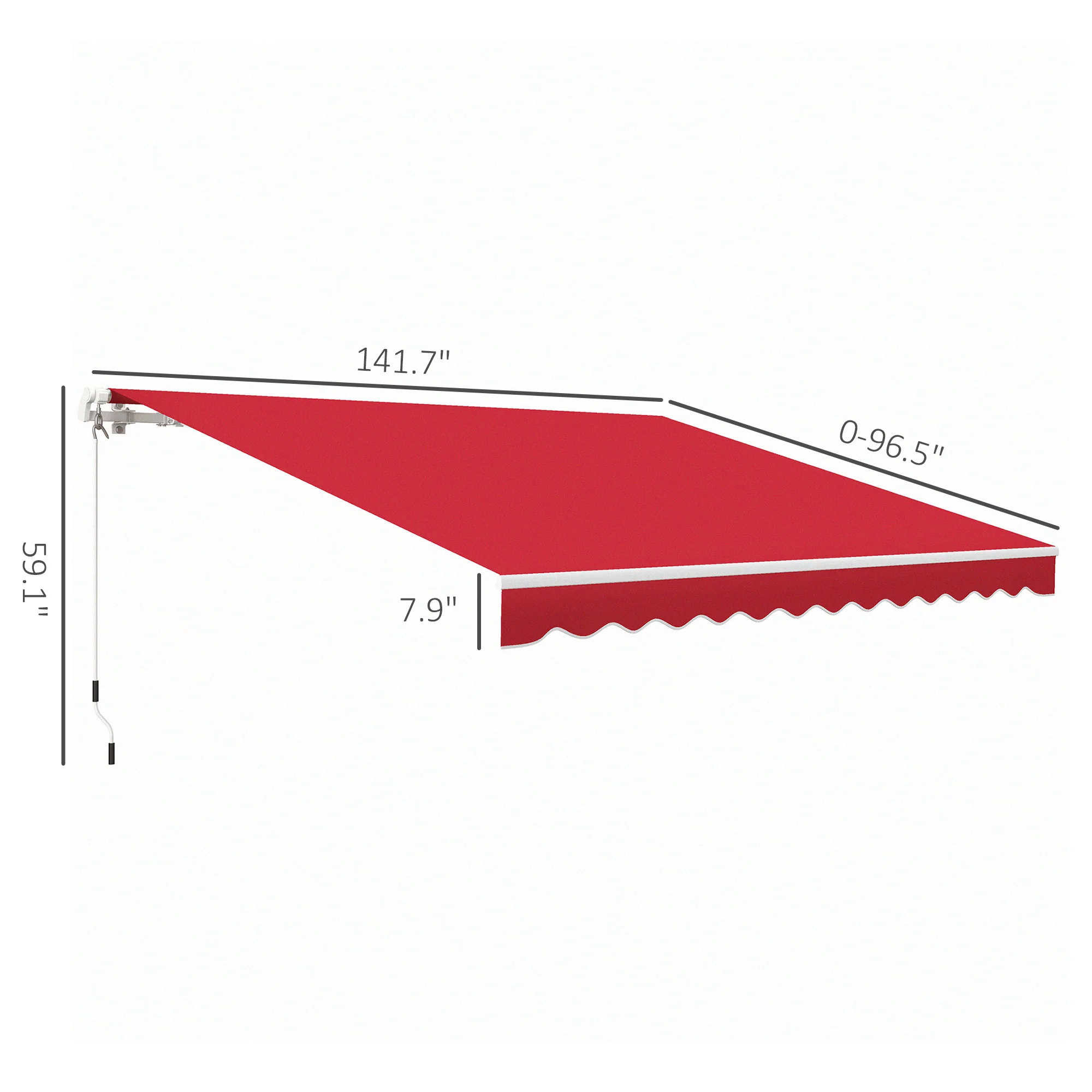 12' x 10' Manual Retractable Awning, Adjustable & Versatile, Wine Red - Image 5