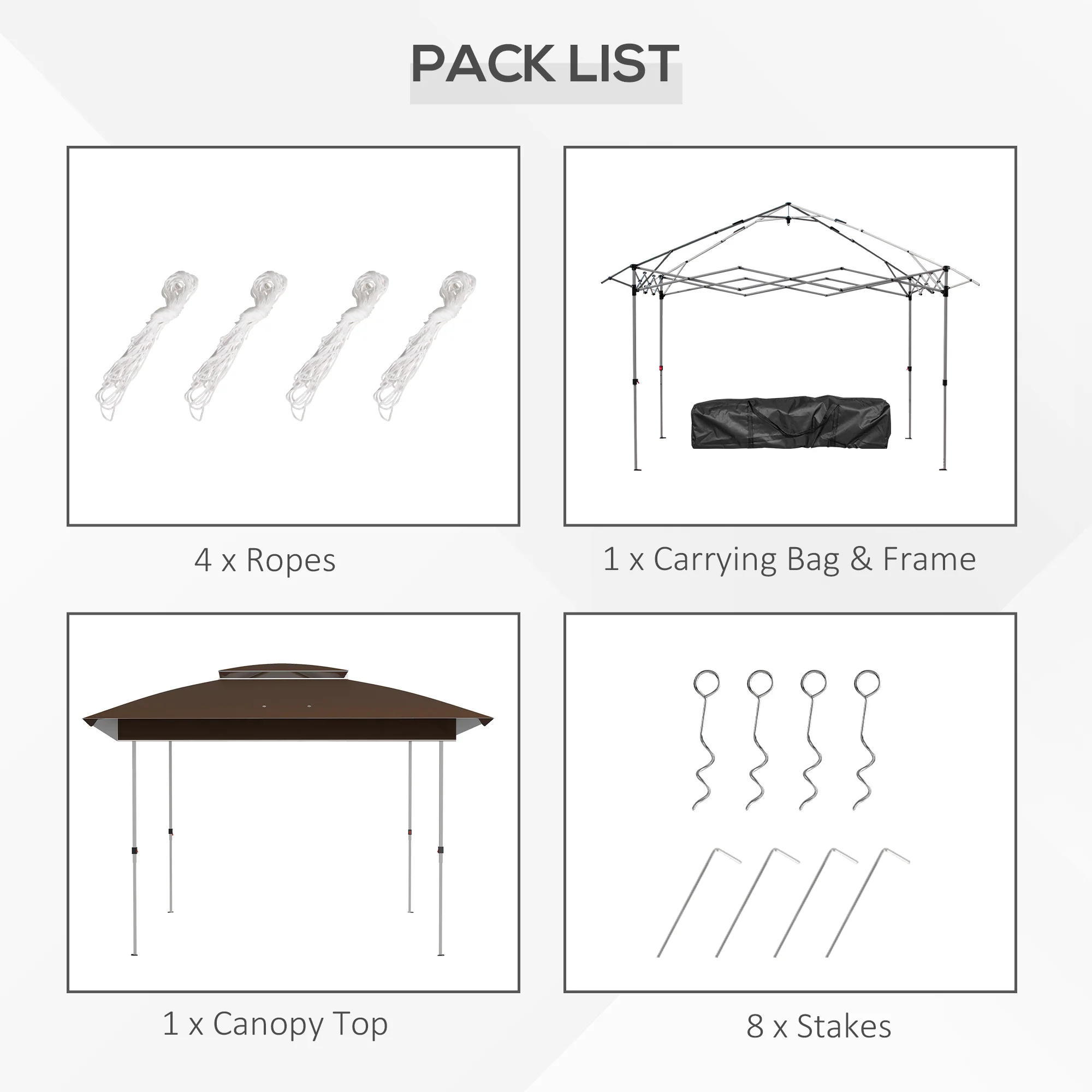 12' x 12' Pop-Up Canopy Tent with Netting & Carry Bag, Instant Shelter, 137 sq.ft Shade, Dark Brown - Image 7