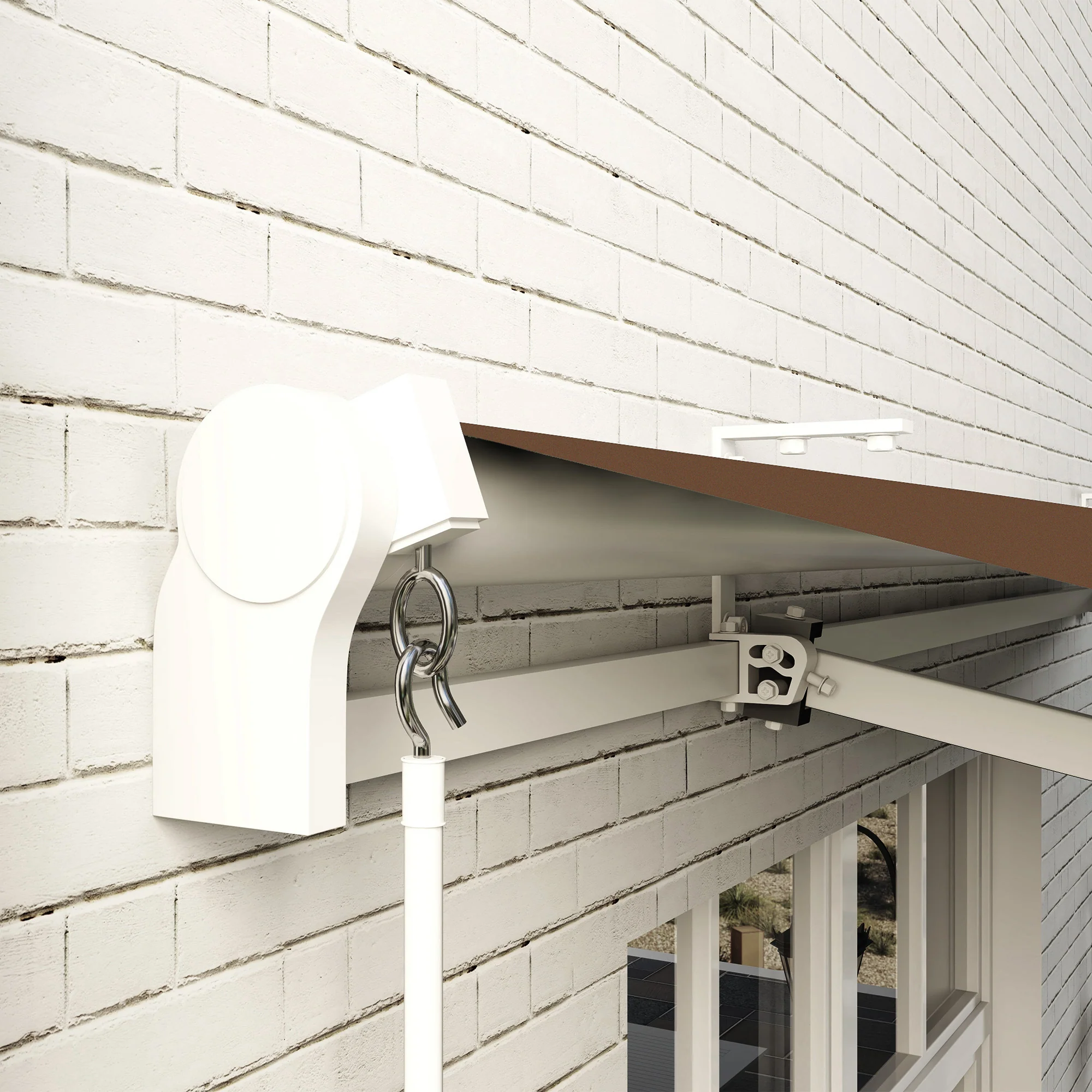 13' x 8' Retractable Patio Awning with Manual Crank, UV & Water-Resistant, Coffee Brown - Image 11