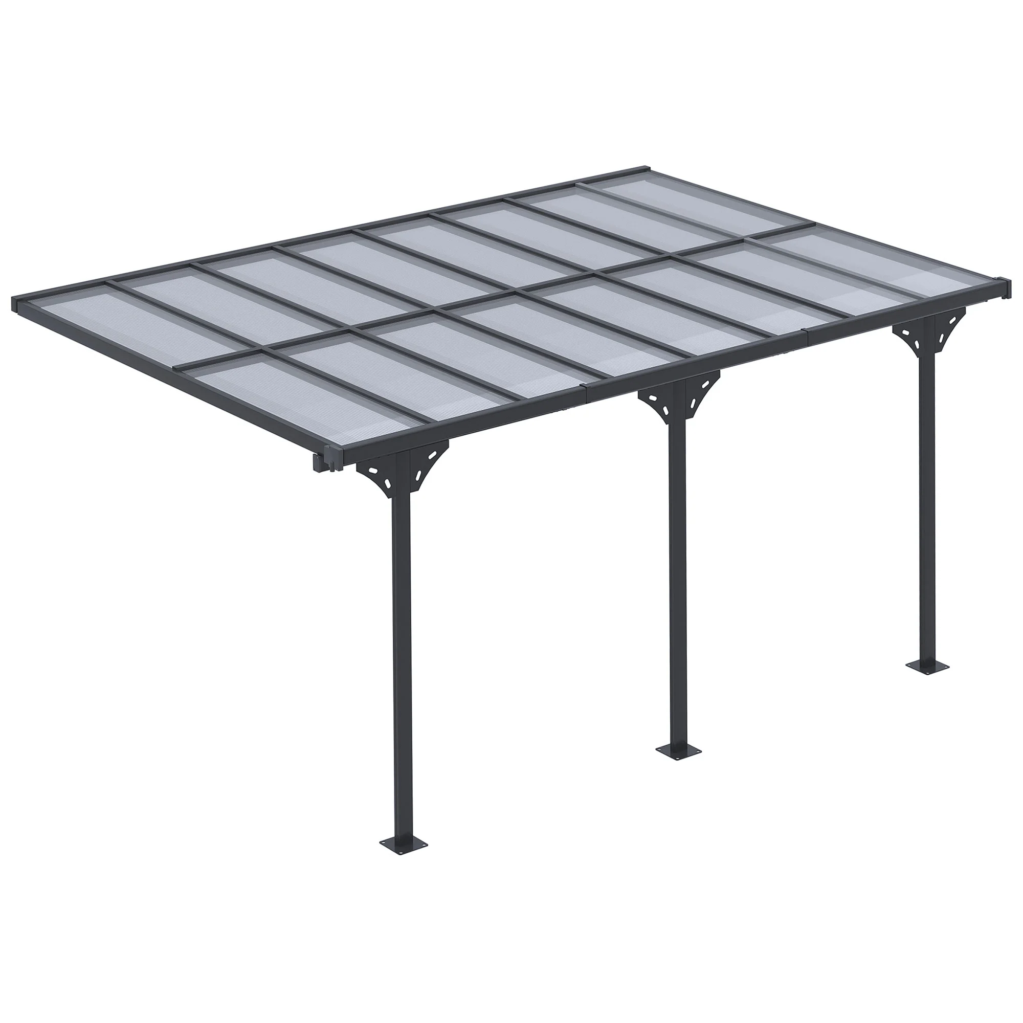 14.5' x 10' Polycarbonate Pergola with UV-Blocking Hardtop & Aluminum Frame, Gray - Image 13