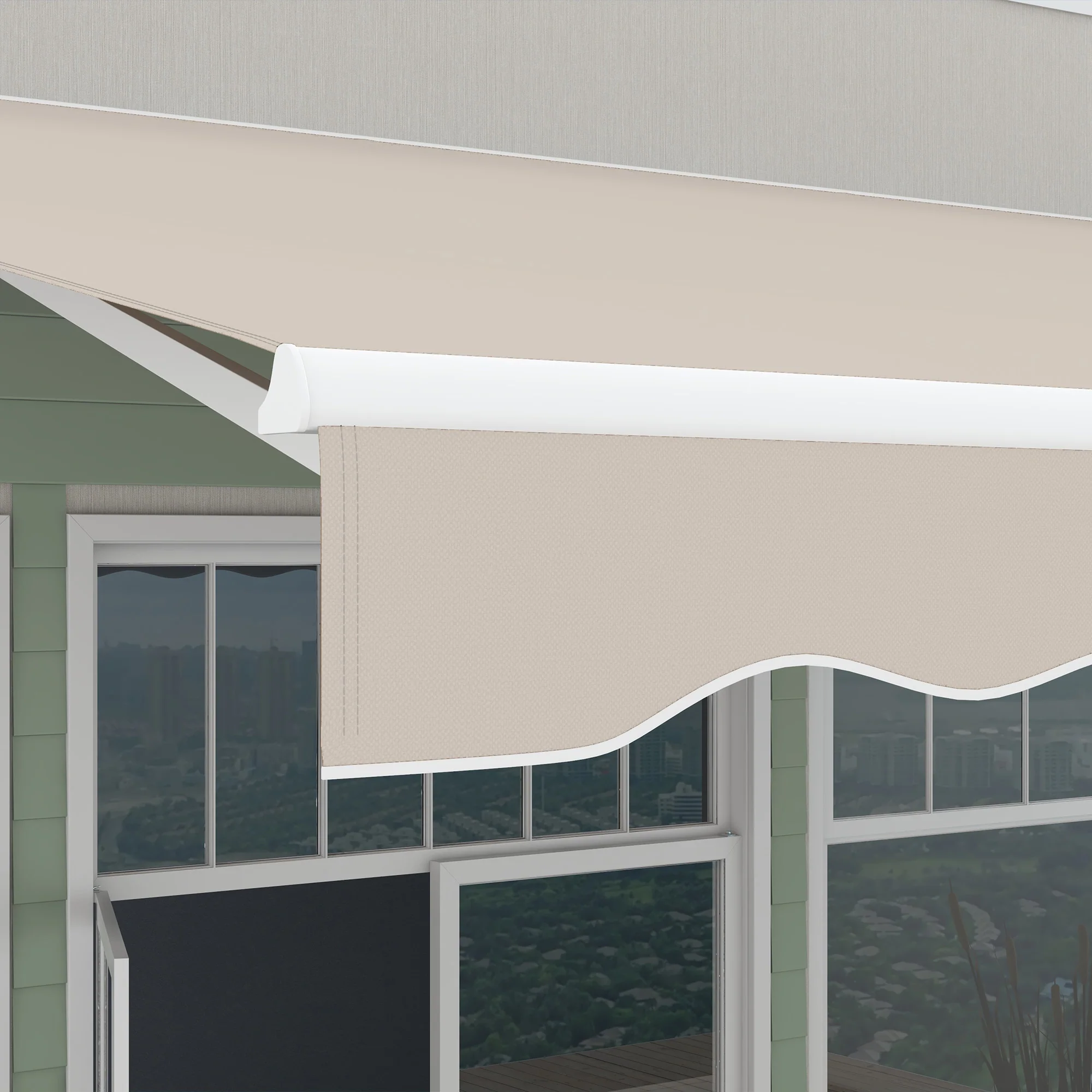 16' x 10' Electric Retractable Awning with Remote & Crank Handle, Cream White - Image 11