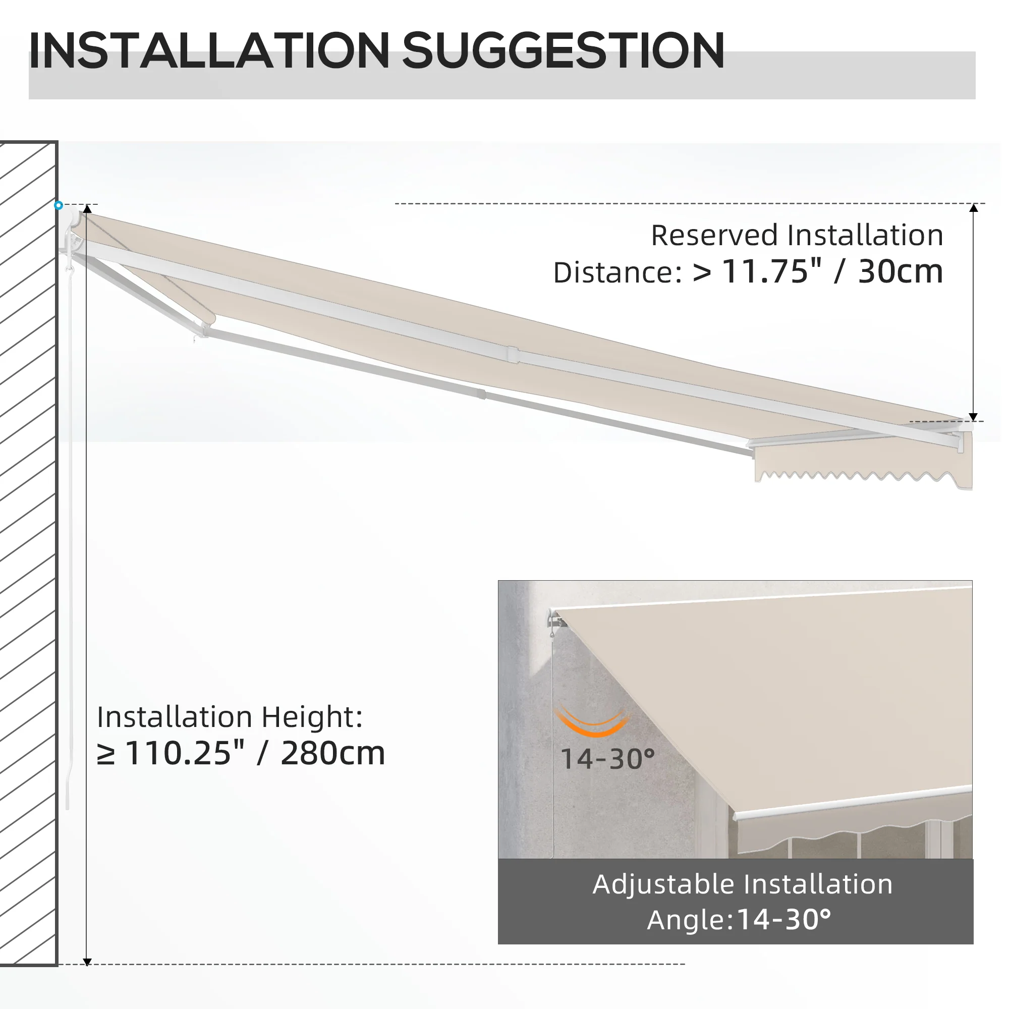 16' x 10' Electric Retractable Awning with Remote & Crank Handle, Cream White - Image 8