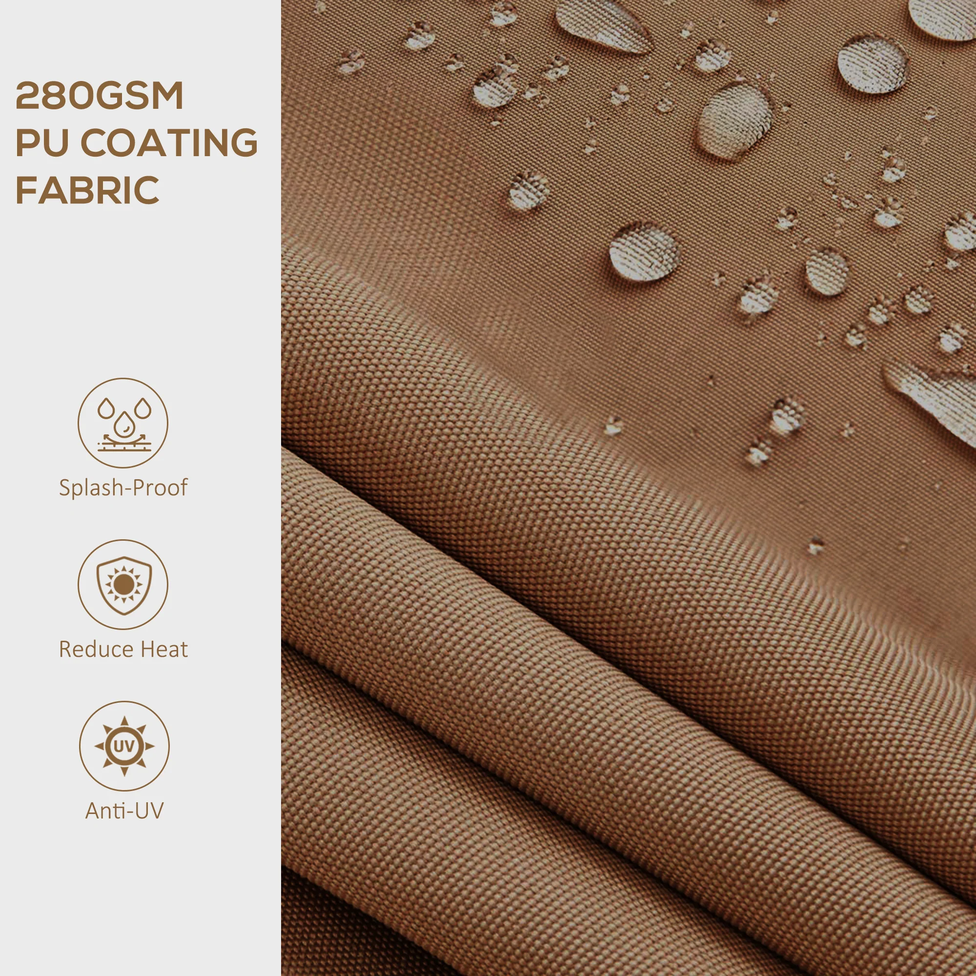 16' x 10' Retractable Sunshade Awning, UV-Resistant 280GSM Canopy, Brown - Image 8
