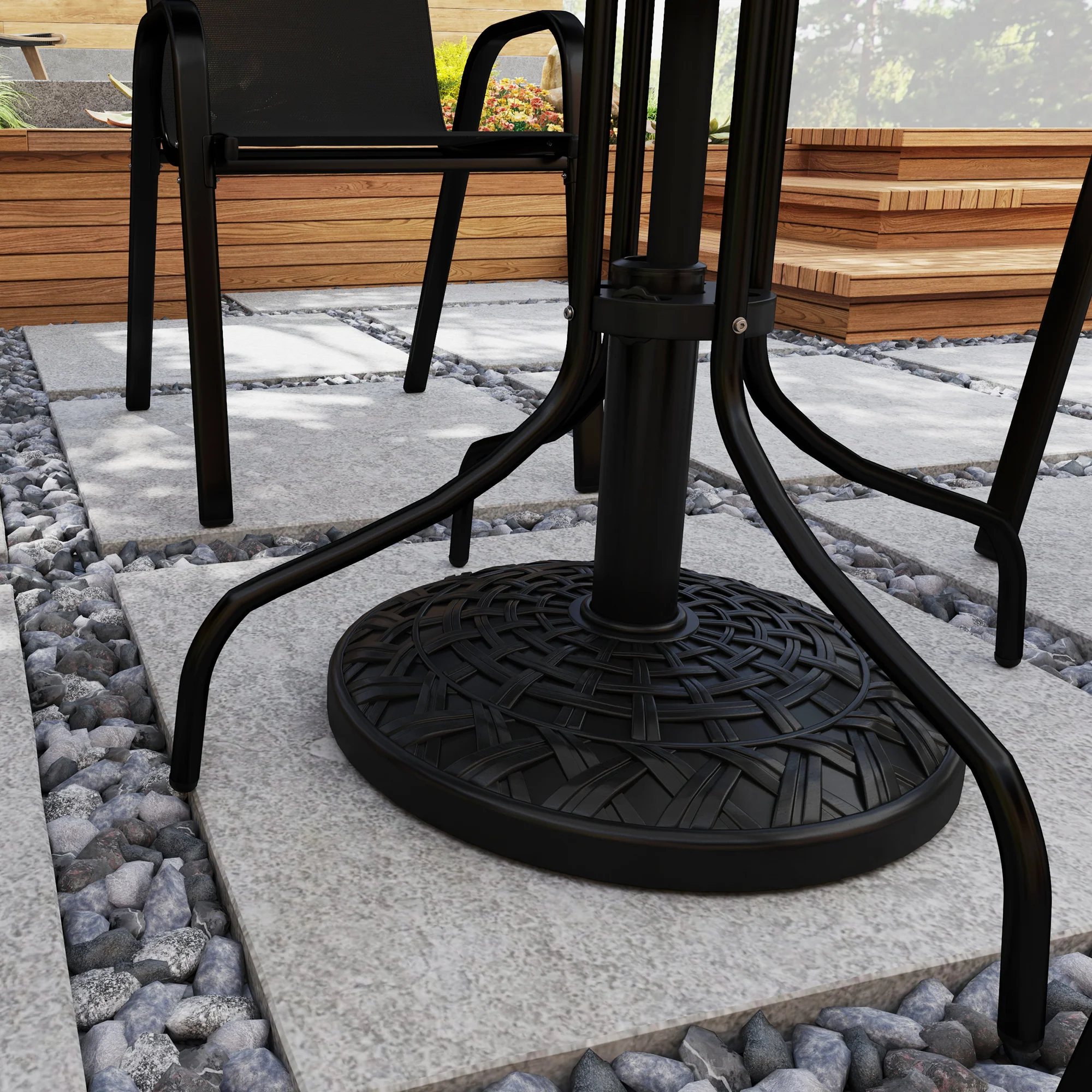 19" Patio Umbrella Base, 26 lbs Concrete Heavy Duty Umbrella Stand, Round Patio Umbrella Holder for 1.5"/1.9" Umbrella Poles for Outdoor, Lawn, Poolside, Black - Image 10
