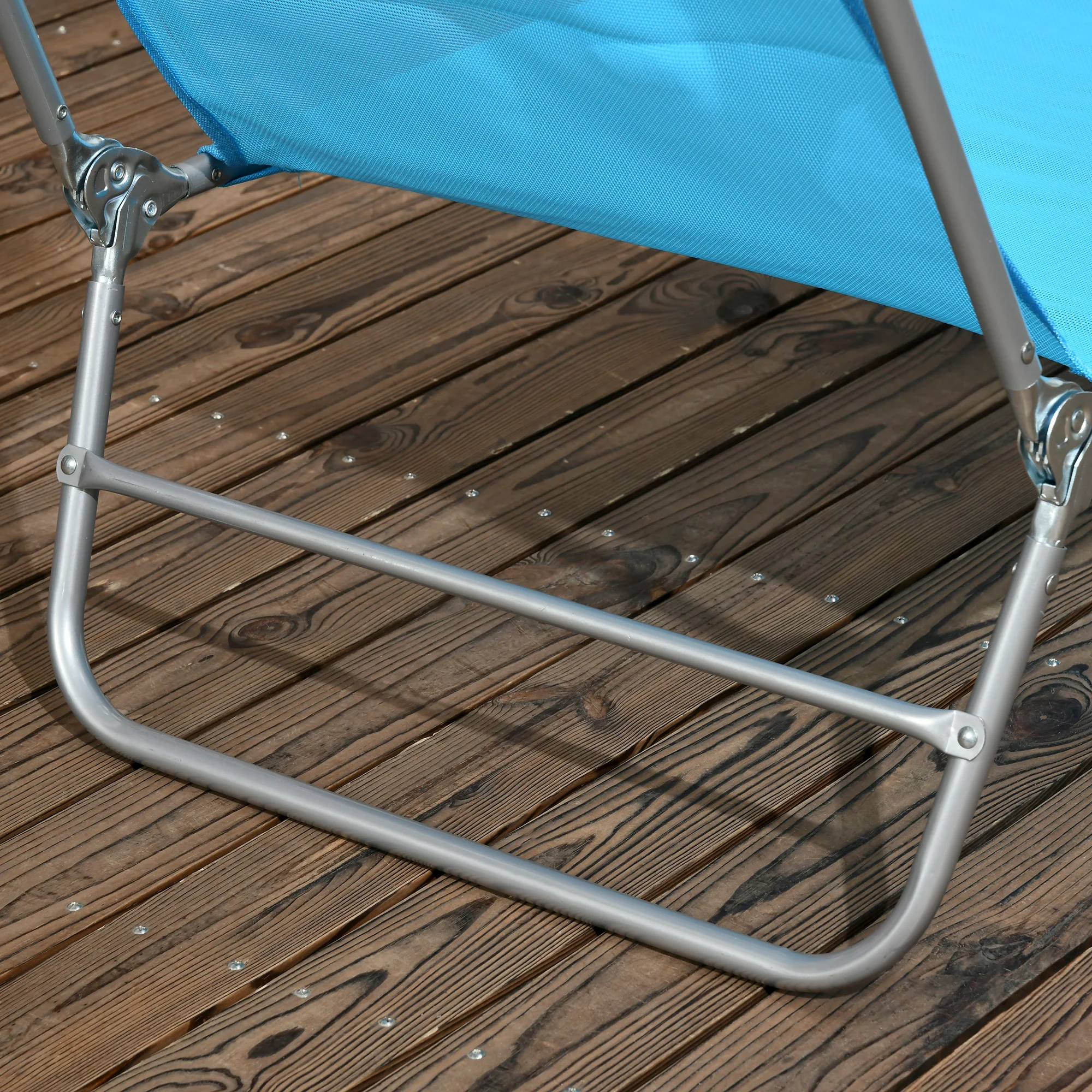2-Piece Folding Sun Loungers with Reclining Back, Breathable Mesh & Headrest, Blue - Image 9