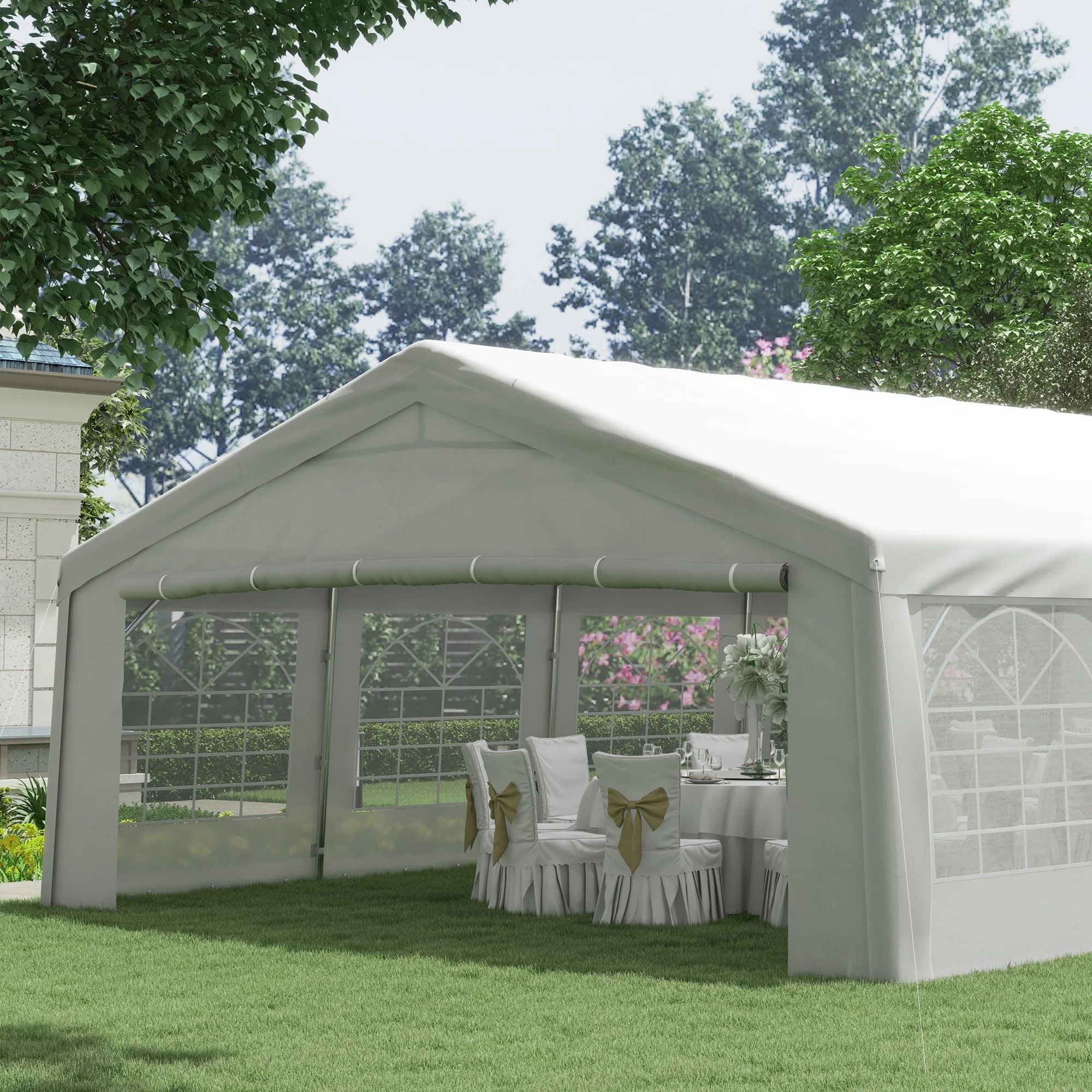 20' x 32' Heavy Duty Party Tent with Removable Sidewalls & Double Doors, White - Image 10