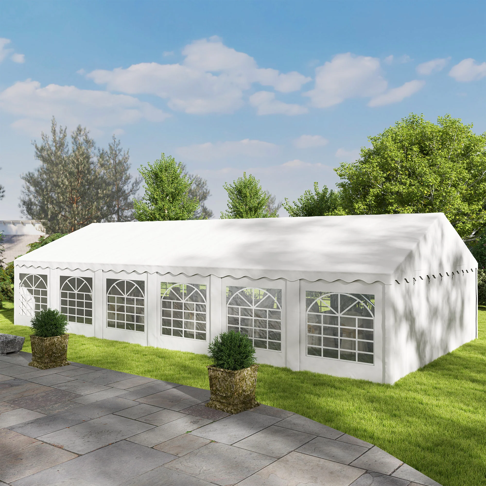 20' x 40' Party Tent with Removable Sidewalls & 12 Windows, White - Image 10