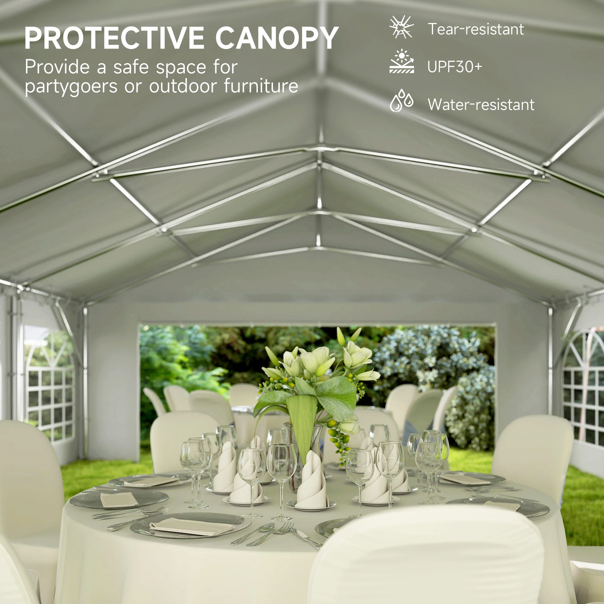 20' x 40' Party Tent with Removable Sidewalls & 12 Windows, White - Image 9