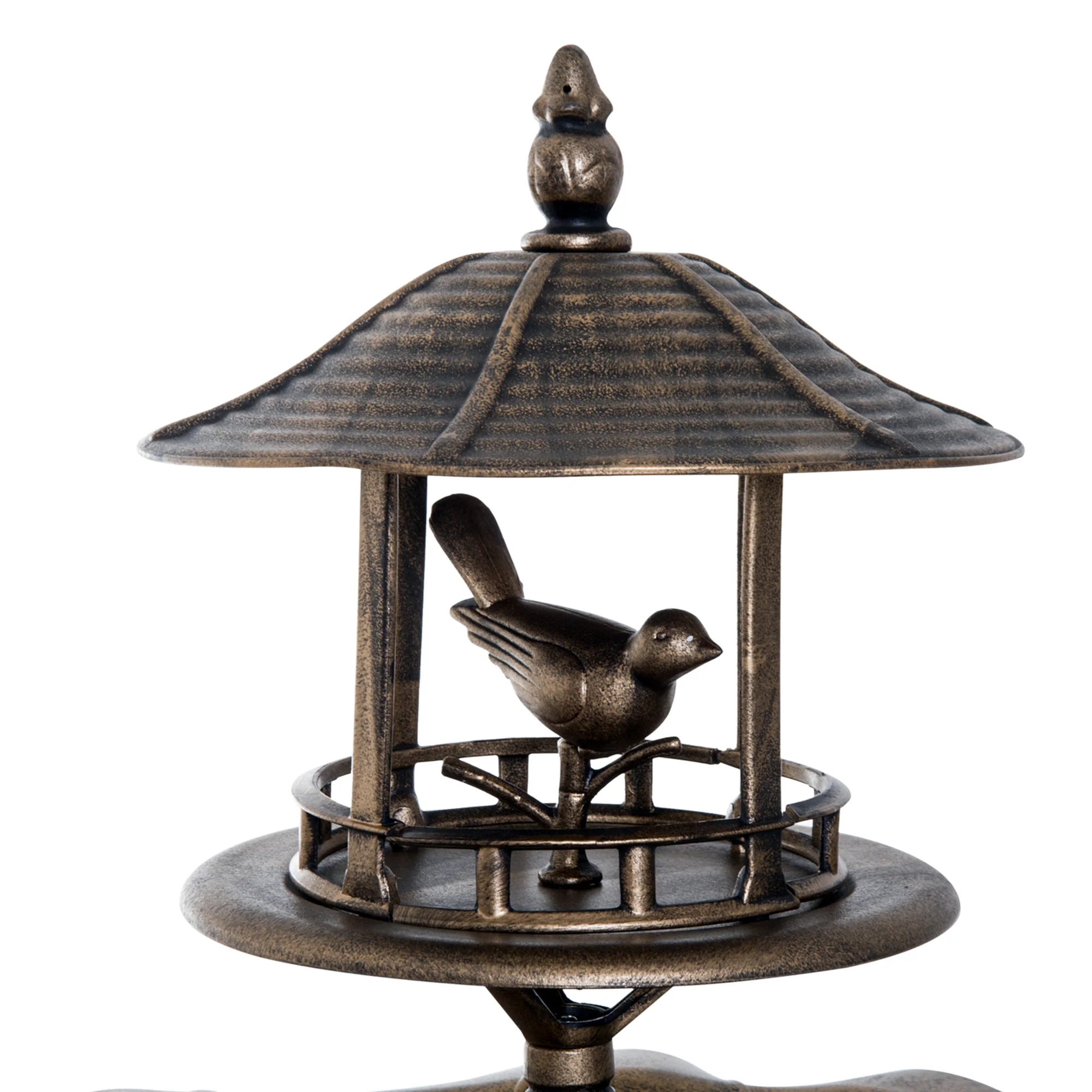 Antique Gold 3-in-1 Garden Bird Bath with Feeder & Underneath Flower Planter - Image 10