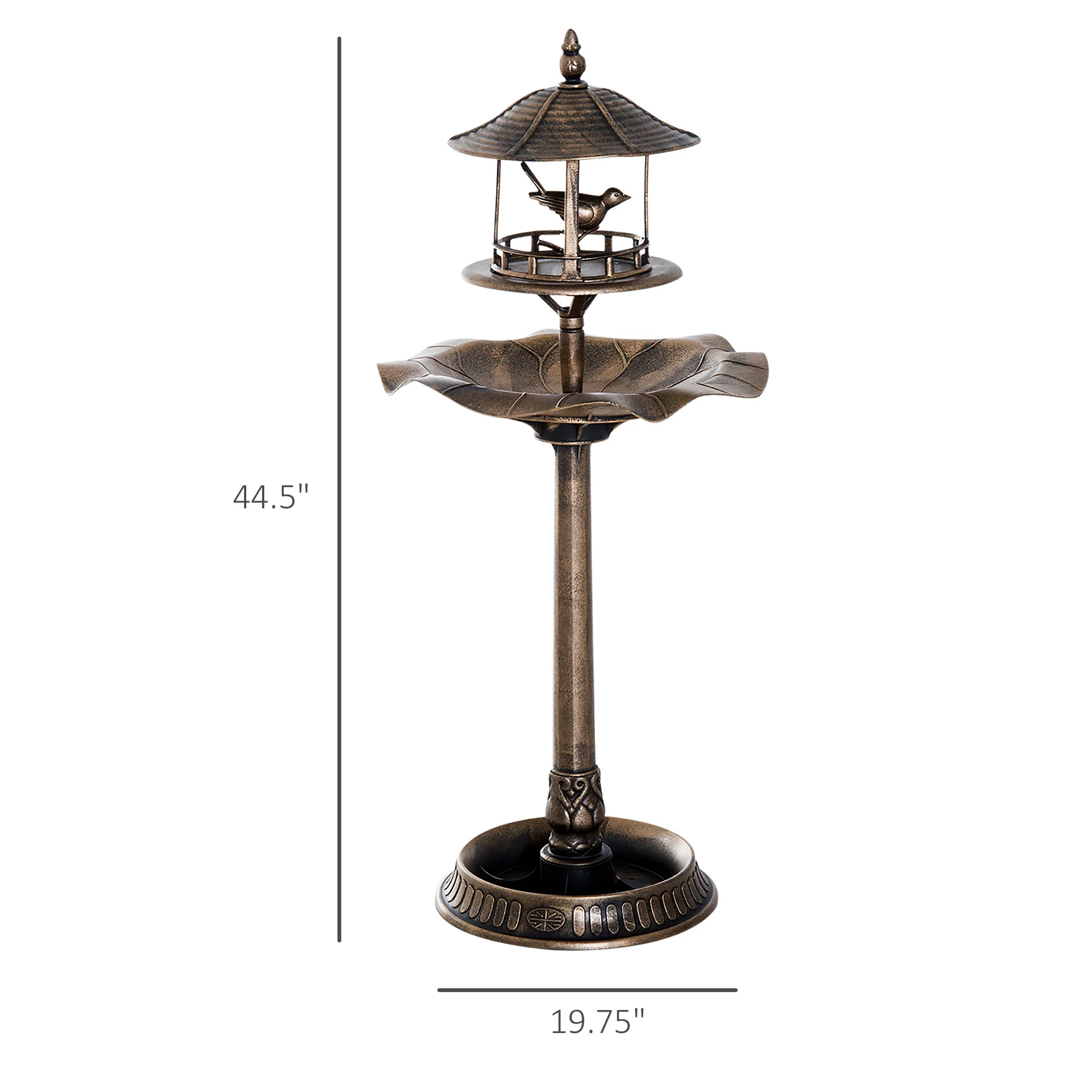Antique Gold 3-in-1 Garden Bird Bath with Feeder & Underneath Flower Planter - Image 5