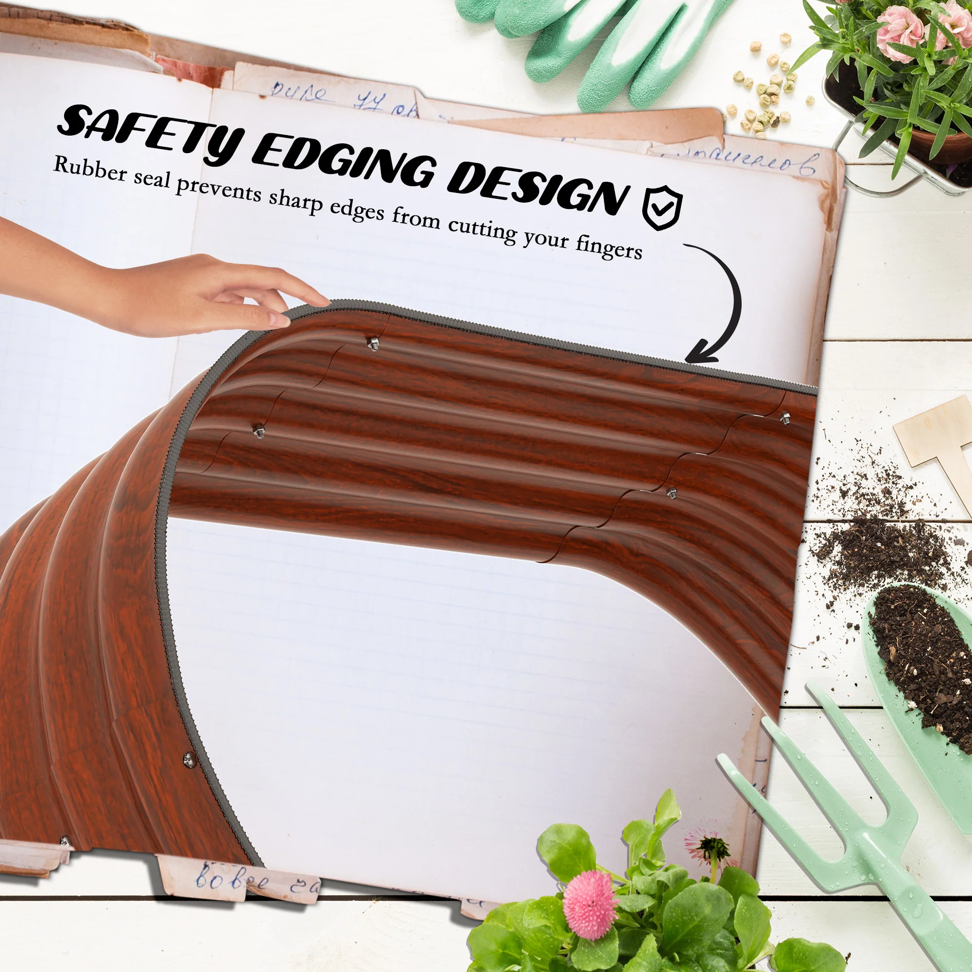3-Tier Galvanized Steel Raised Garden Bed Kit for Backyard, Garden, Patio, 62.25" x 43" x 32.25", Brown - Image 9