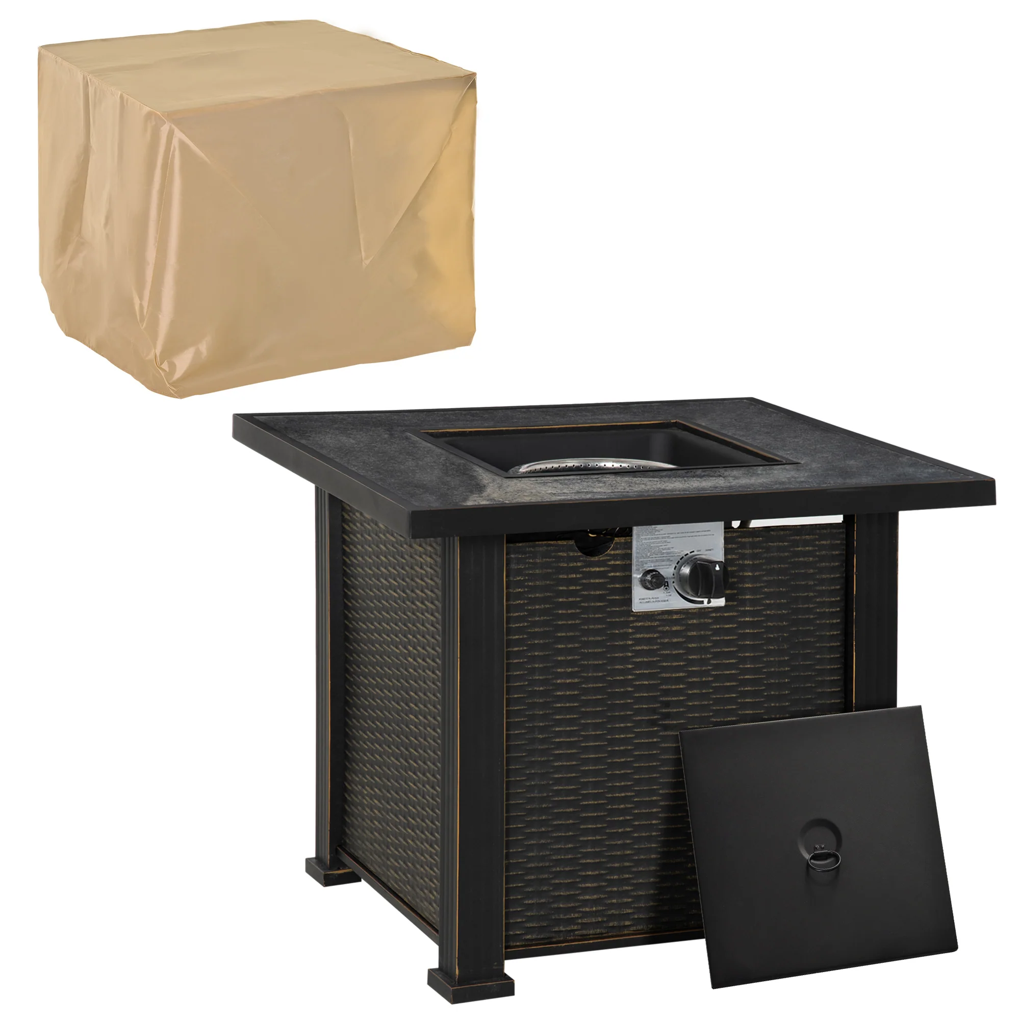 30in Square Gas Fire Pit Table with Auto-Ignition, 50,000 BTU, Ceramic Tabletop & CSA Certification - Image 12