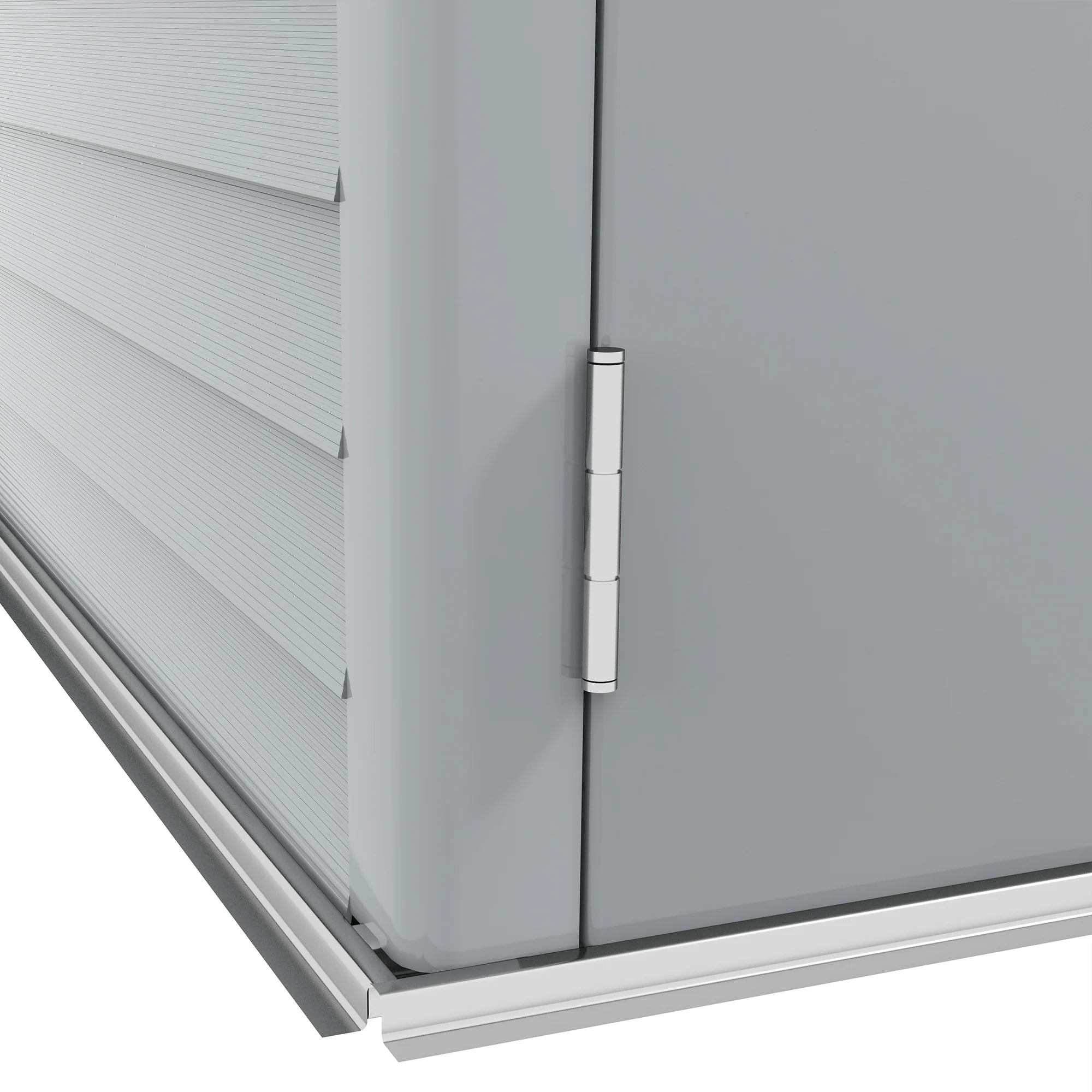 4.6' x 9' Steel Outdoor Storage Shed, with Foundation Kit, Lockable Doors and Gloves, White - Image 11
