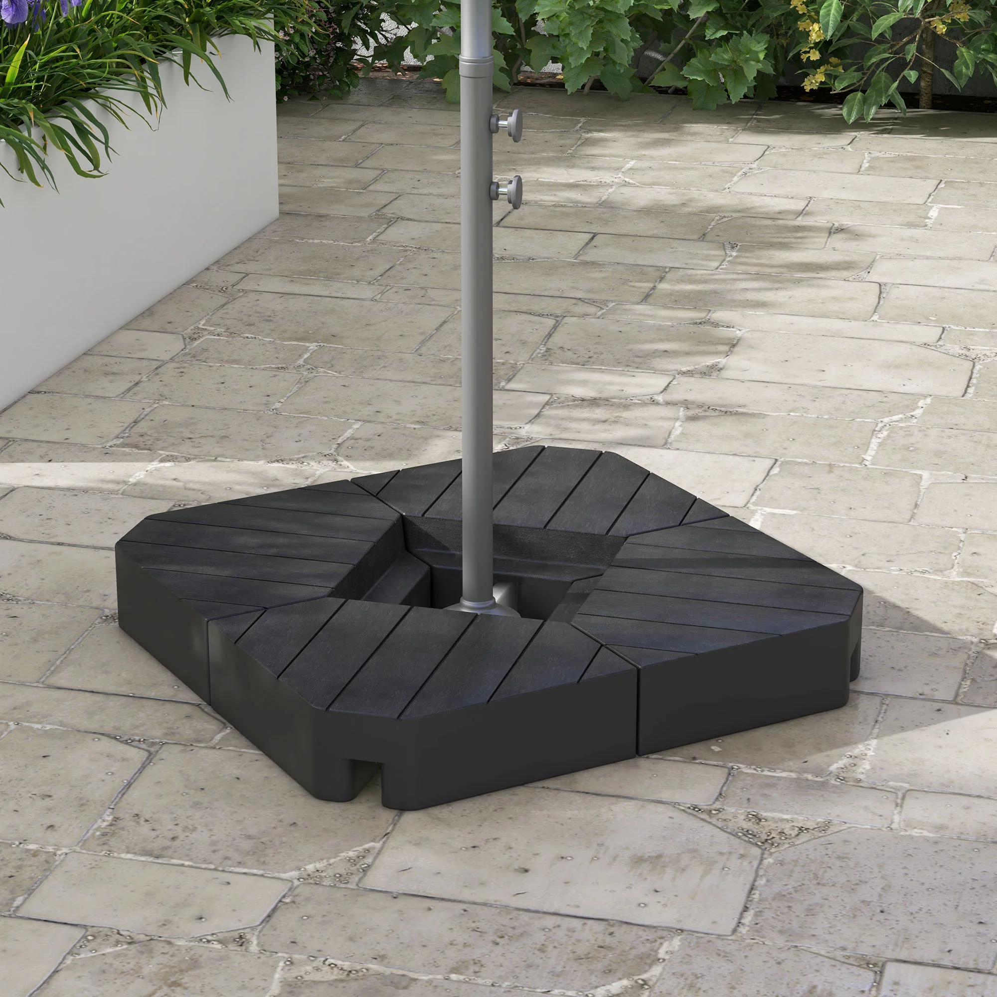 4 Piece Patio Cantilever Umbrella Base Weight Set, Outdoor Offset Umbrella Weights for Umbrella Stand, 132 lb. Capacity Water or 176 lb. Capacity Sand, Black - Image 4