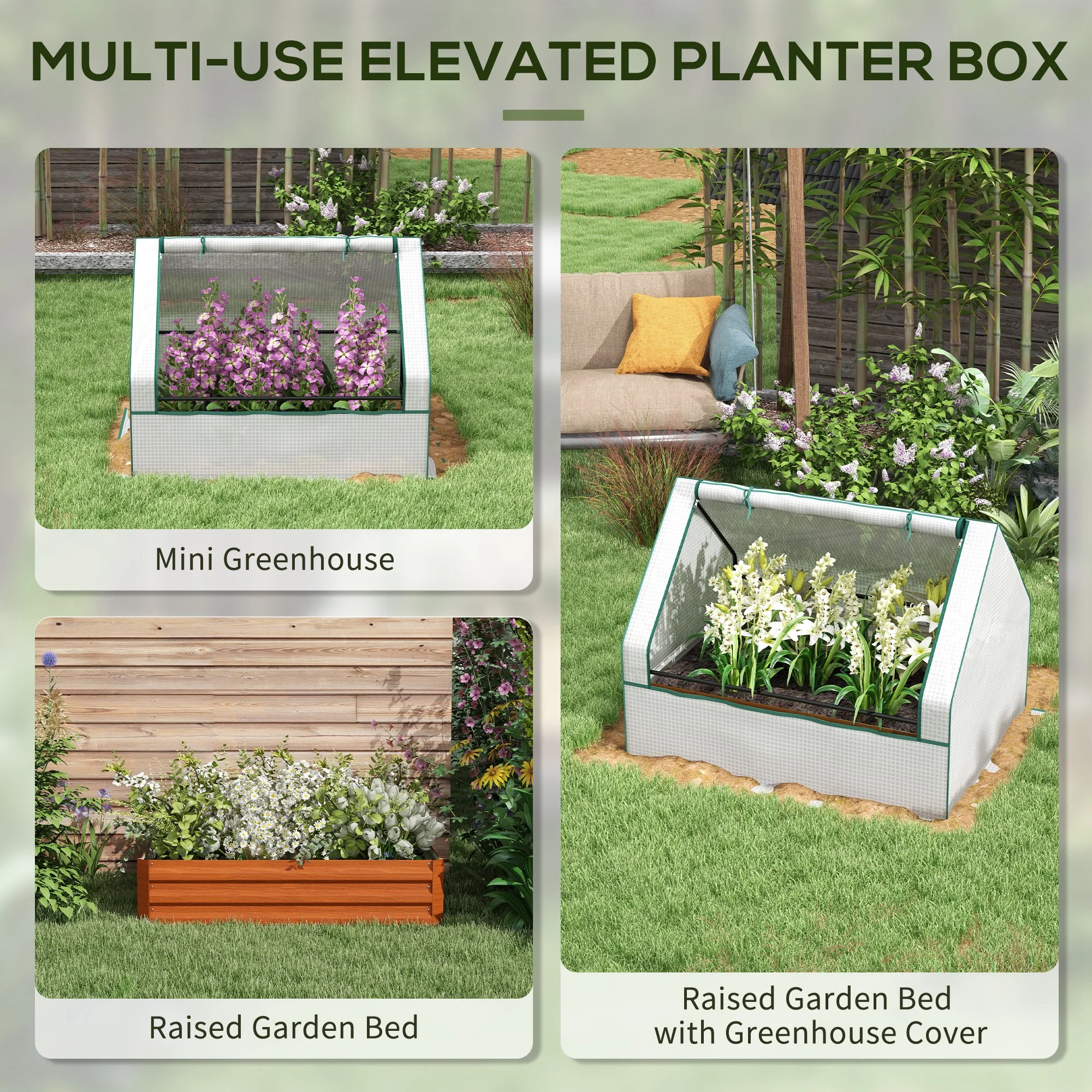 4 x 3 x 1ft Galvanized Raised Garden Bed with Cover, for Herbs and Vegetables, White and Brown - Image 6