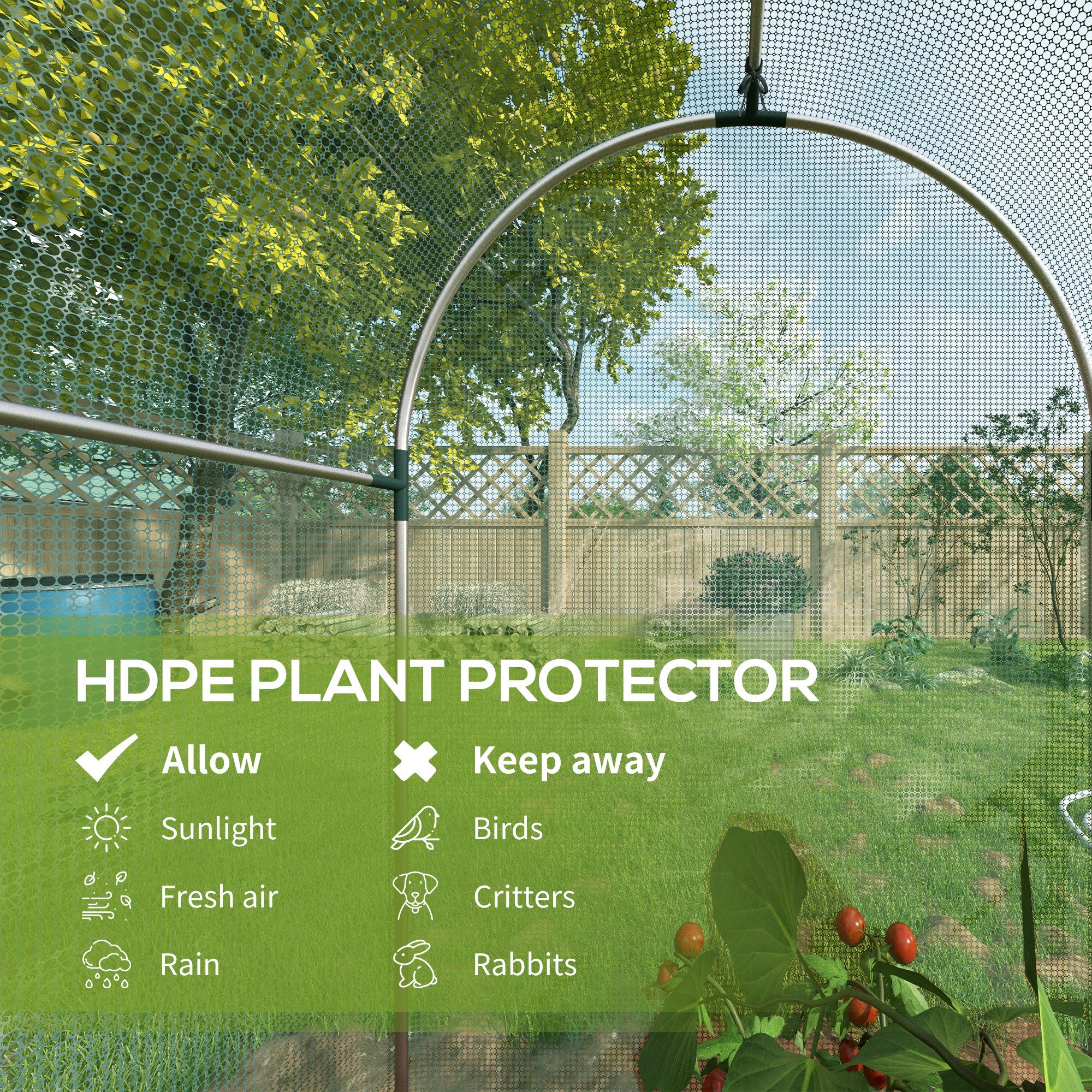 4' x 4' Crop Cage Plant Protection Tent with Zipper, Plant Outdoor Cage for Garden, Yard, Lawn, Green - Image 6