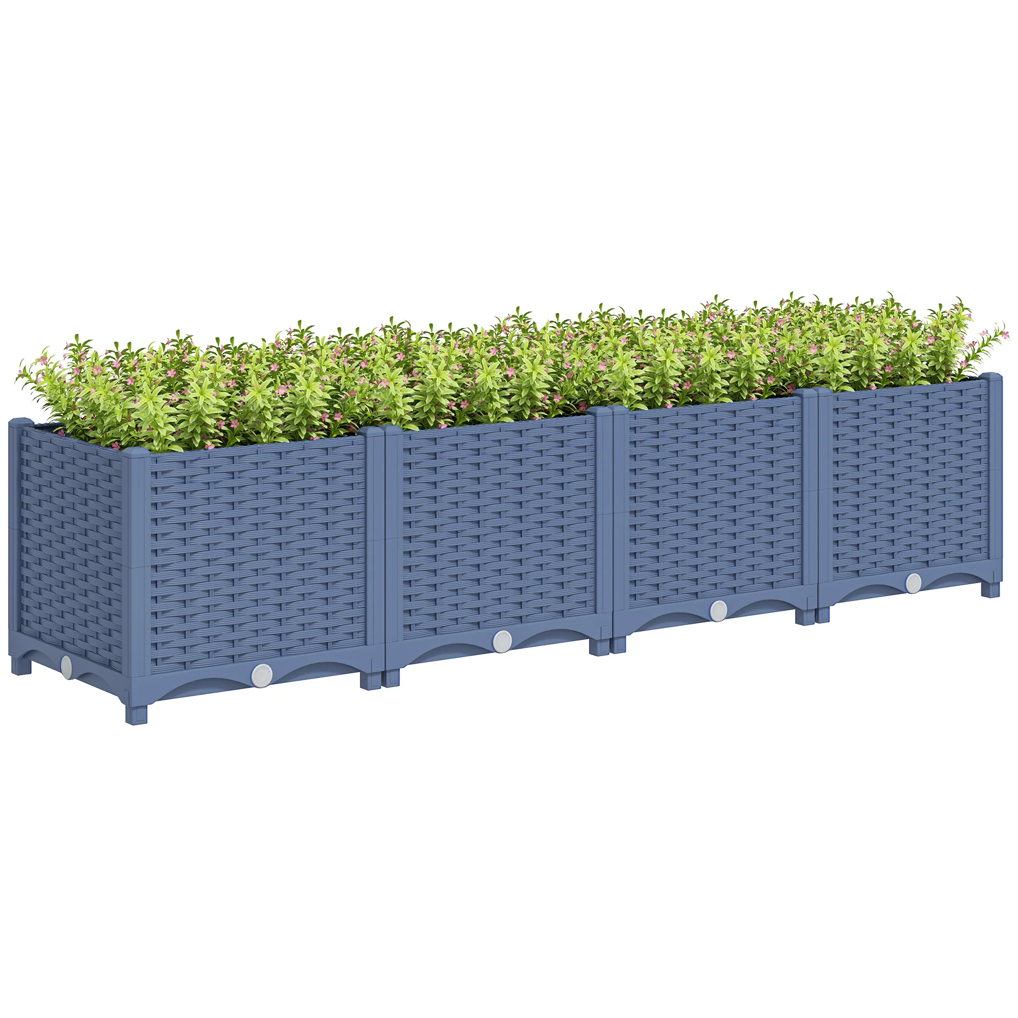 5 x 1 x 1 ft Raised Garden Bed, Indoor Outdoor Plastic Planter Box with Drainage Holes for Vegetables, Herbs, Flowers & Succulents, Blue