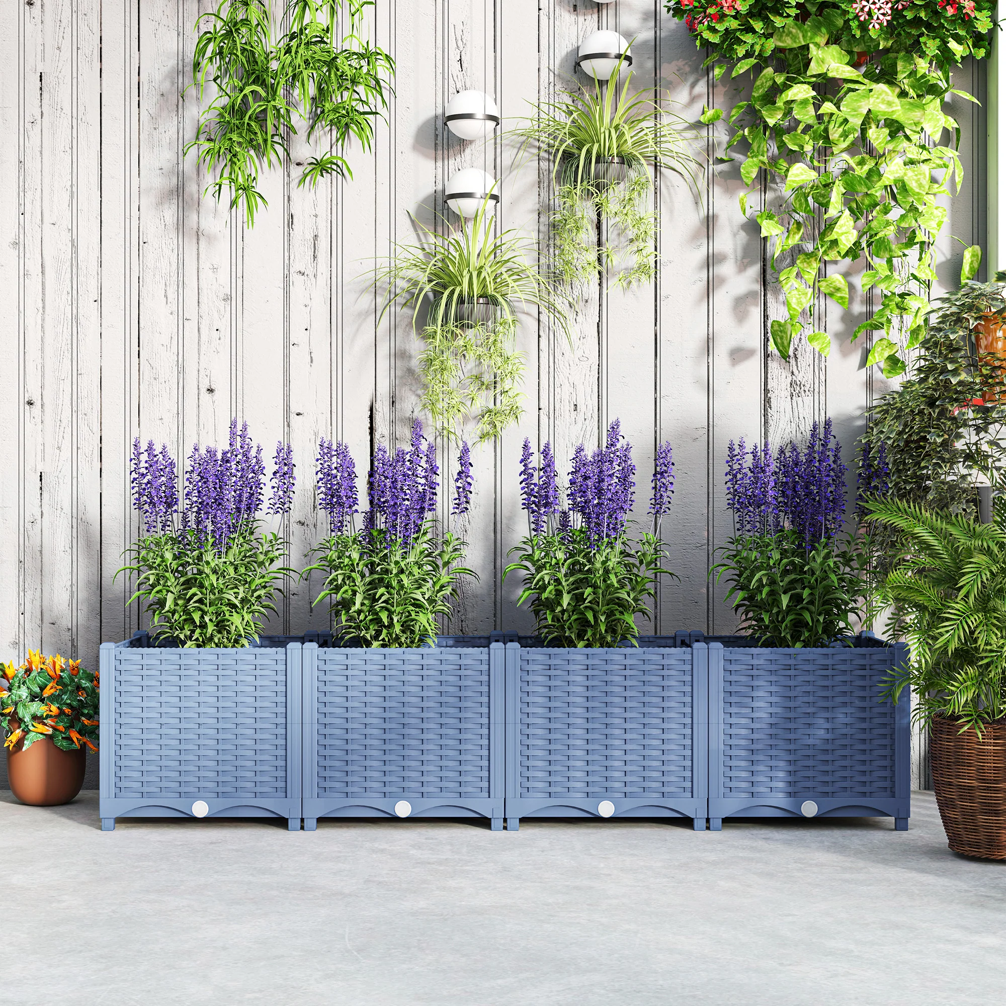 5 x 1 x 1 ft Raised Garden Bed, Indoor Outdoor Plastic Planter Box with Drainage Holes for Vegetables, Herbs, Flowers & Succulents, Blue - Image 10