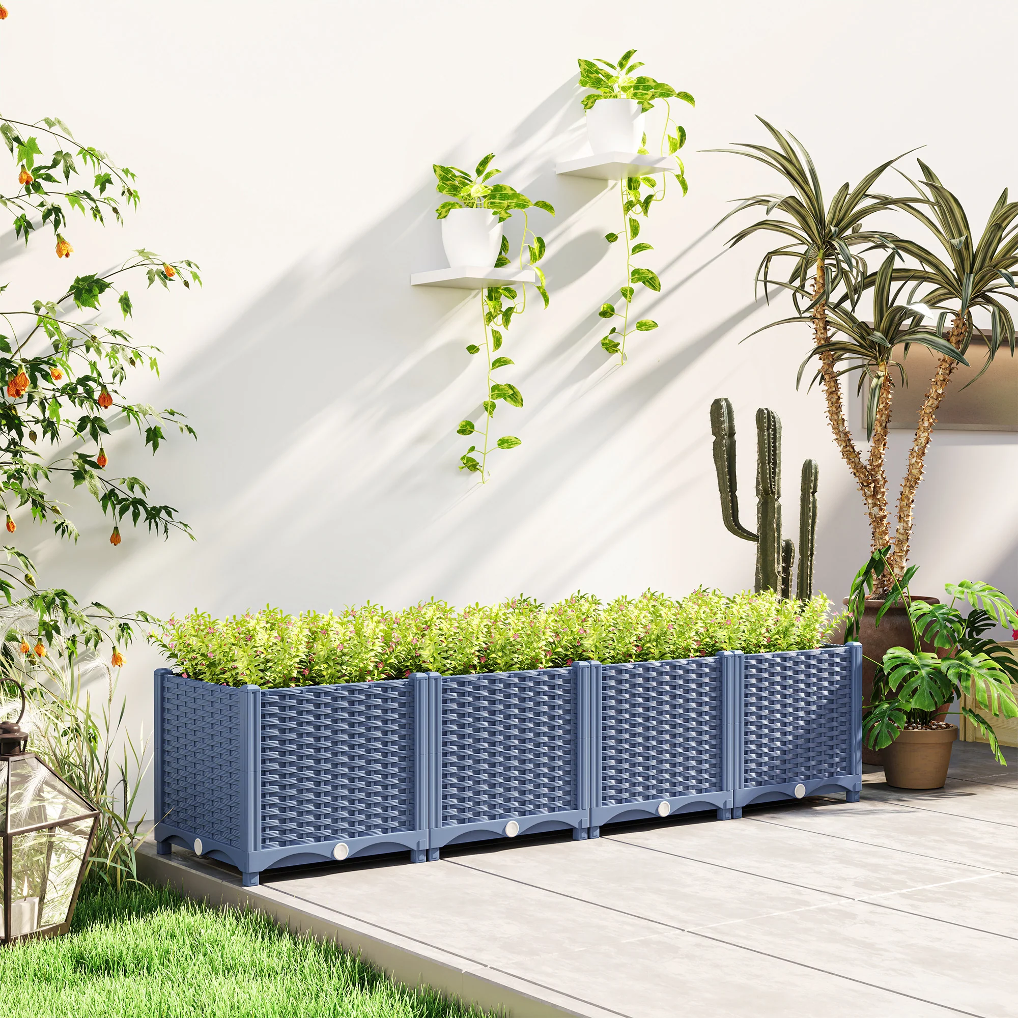 5 x 1 x 1 ft Raised Garden Bed, Indoor Outdoor Plastic Planter Box with Drainage Holes for Vegetables, Herbs, Flowers & Succulents, Blue - Image 9