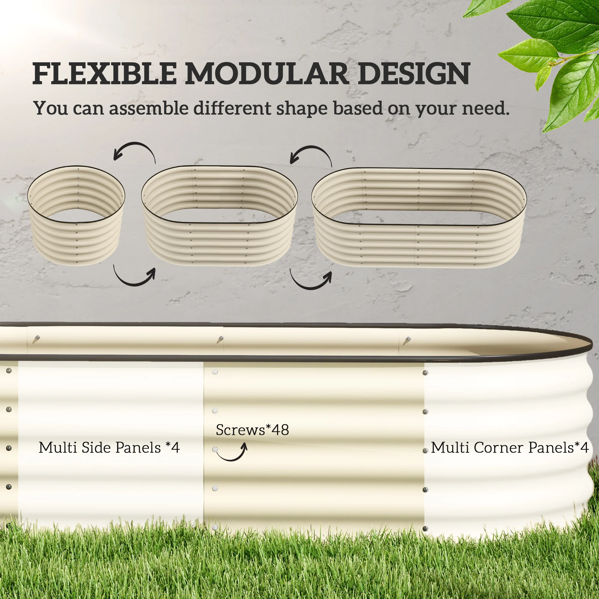 5' x 2' x 1.4' Galvanized Raised Garden Bed Kit, Easy DIY Stock Tank for Growing Flowers, Herbs & Vegetables, Cream - Image 6