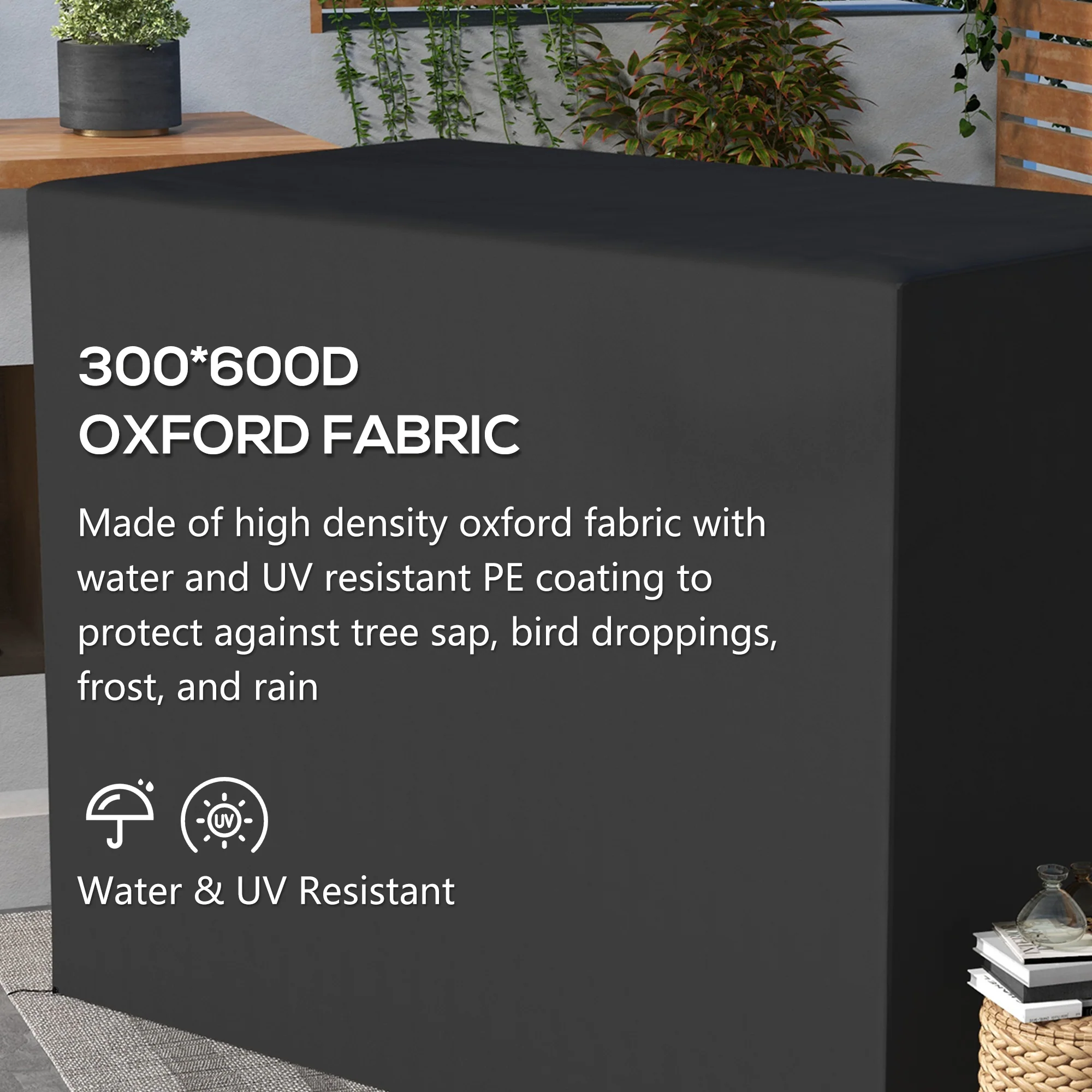 3-Seater Waterproof Swing Cover 600D Oxford Fabric UV-Resistant Dark Gray - Image 7