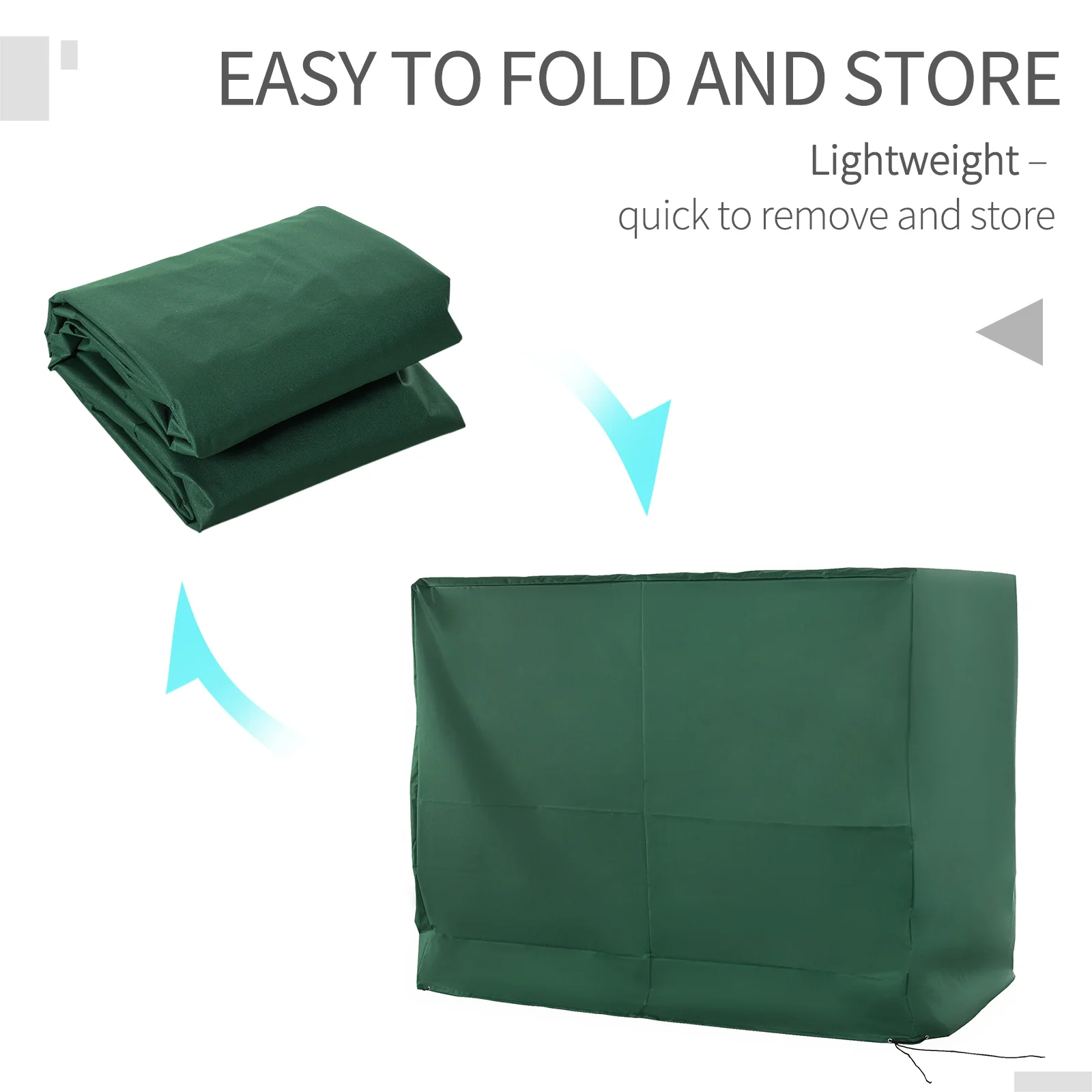 3-Seater Patio Swing Cover - Waterproof UV-Resistant 600D Oxford Fabric, Dark Green - Image 8