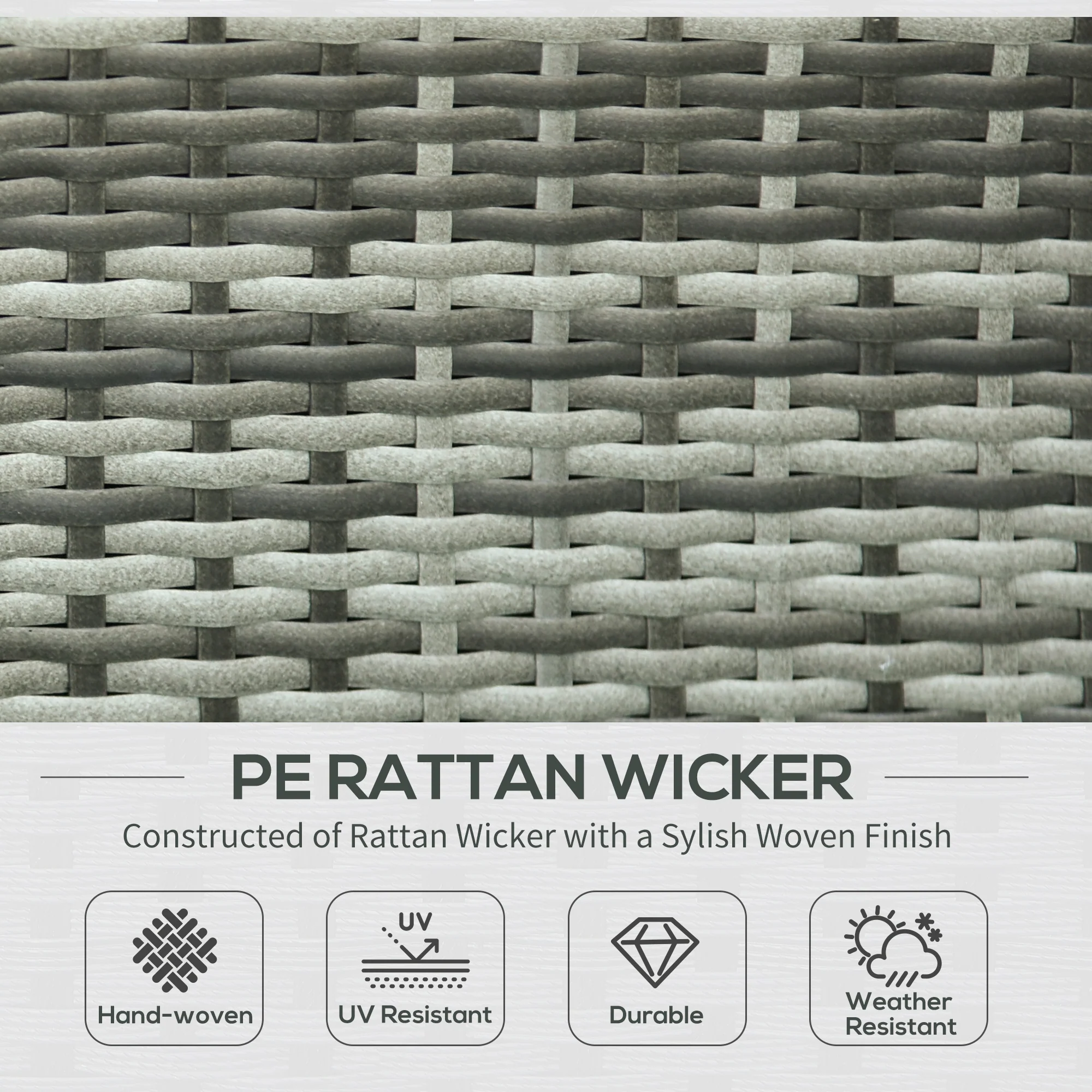 7-Piece All-Weather PE Rattan Sofa Set with Cushions & Pillows, Tempered Glass Table, Charcoal - Image 6