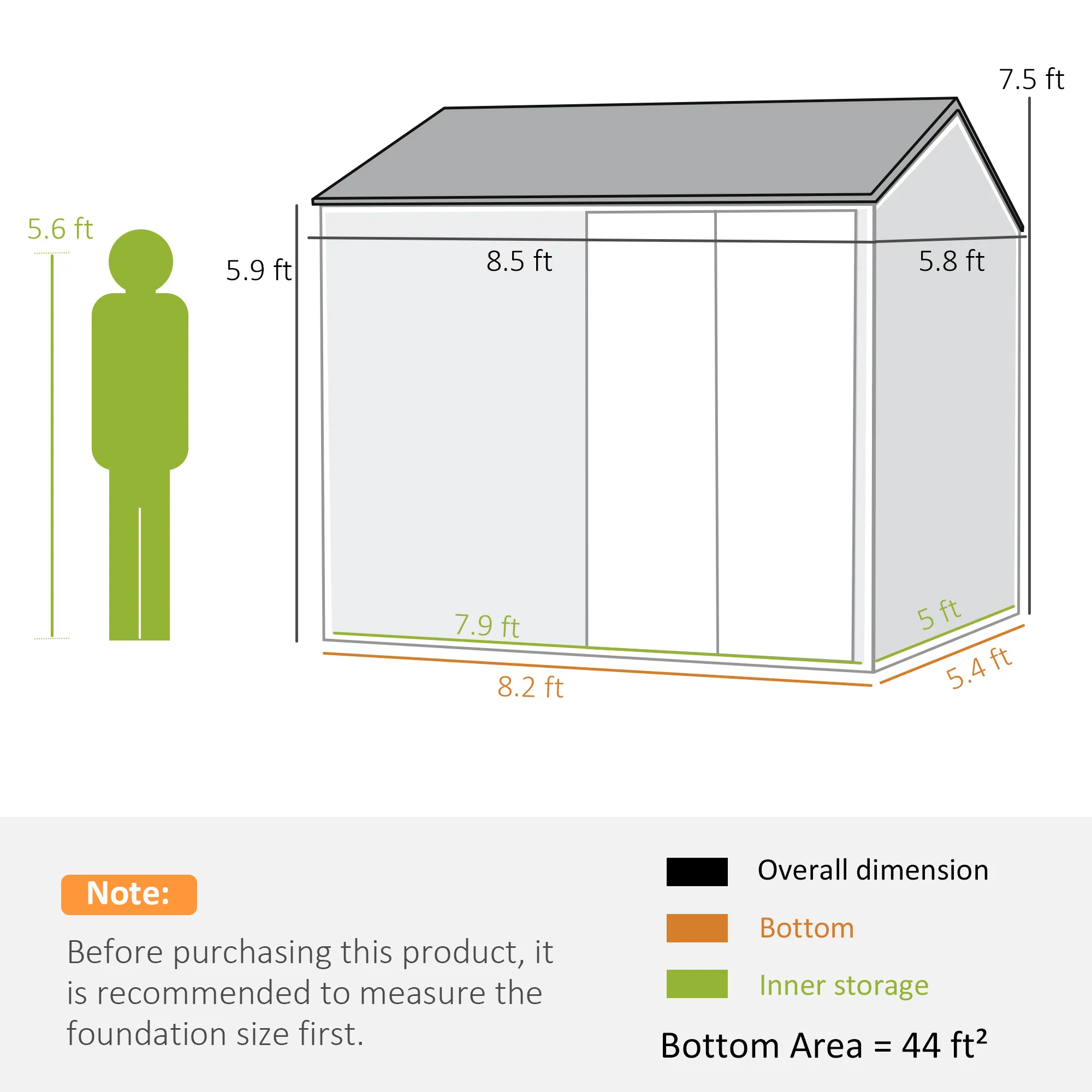 8' x 5.5' Extra Large Garden Shed, Tool Storage with Window, Metal Sloped Roof, Brown - Image 5