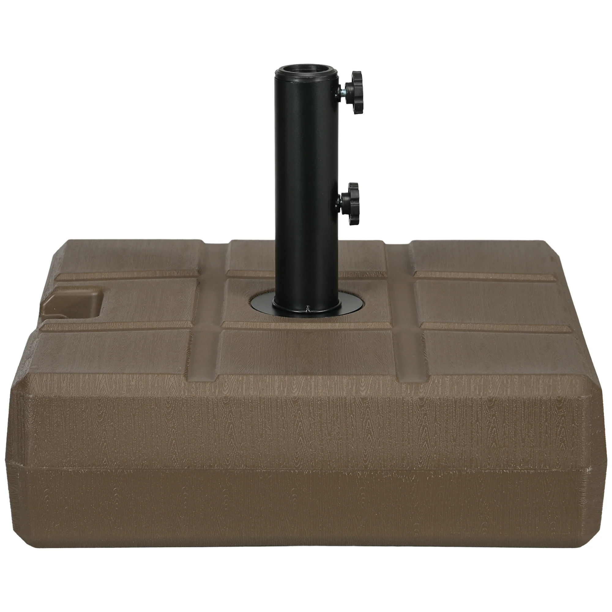 88 lbs. Fillable Umbrella Base with Steel Umbrella Holder for 1.25", 1.5" or 2" Umbrella Poles, Square & Reversible Heavy Duty Market Umbrella Stand, Brown - Image 2