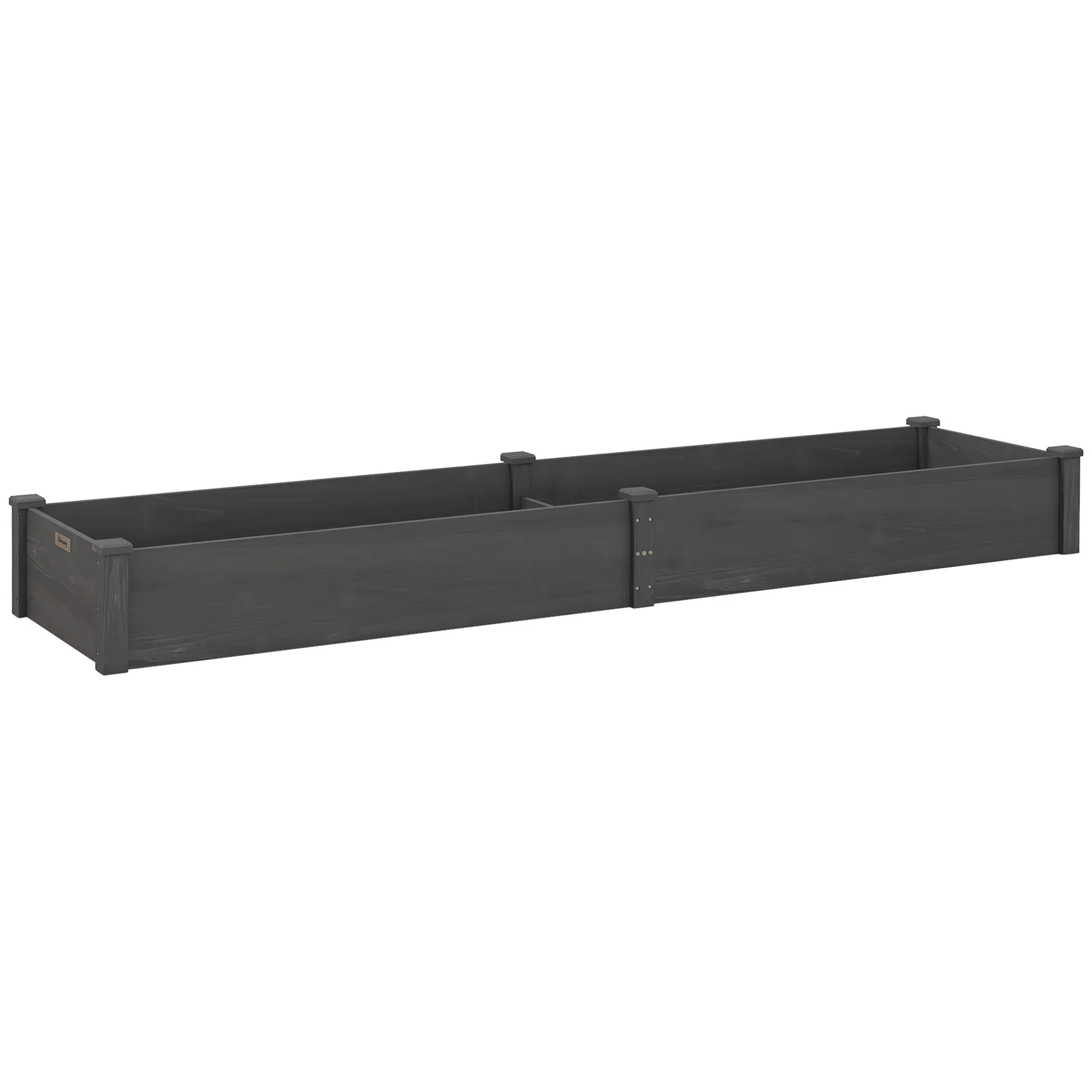8x2ft Wooden Raised Garden Bed Kit, Elevated Planter with 2 Boxes, Self Draining Bottom and Liner, Patio to Grow Vegetables, Herbs, and Flowers, Gray - Image 12