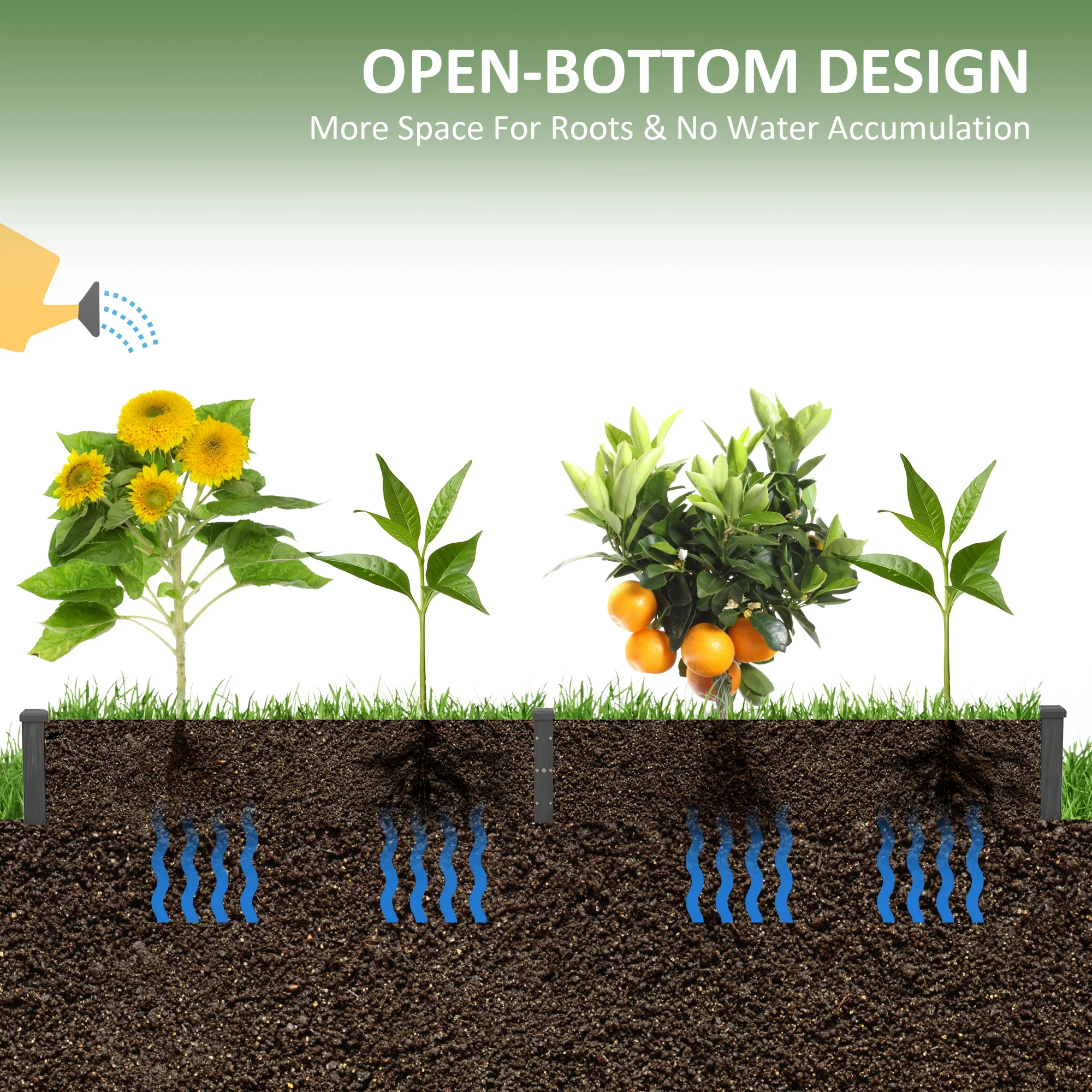 8x2ft Wooden Raised Garden Bed Kit, Elevated Planter with 2 Boxes, Self Draining Bottom and Liner, Patio to Grow Vegetables, Herbs, and Flowers, Gray - Image 7