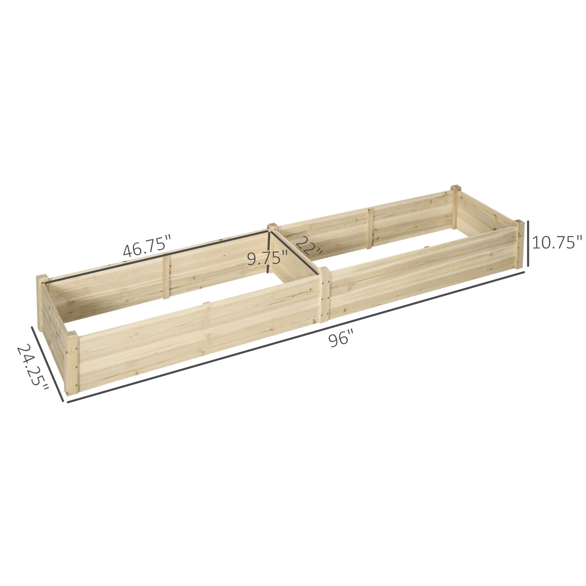8x2ft Wooden Raised Garden Bed Kit, Elevated Planter with 2 Boxes, Self Draining Bottom and Liner, Patio to Grow Vegetables, Herbs, and Flowers, Natural - Image 5