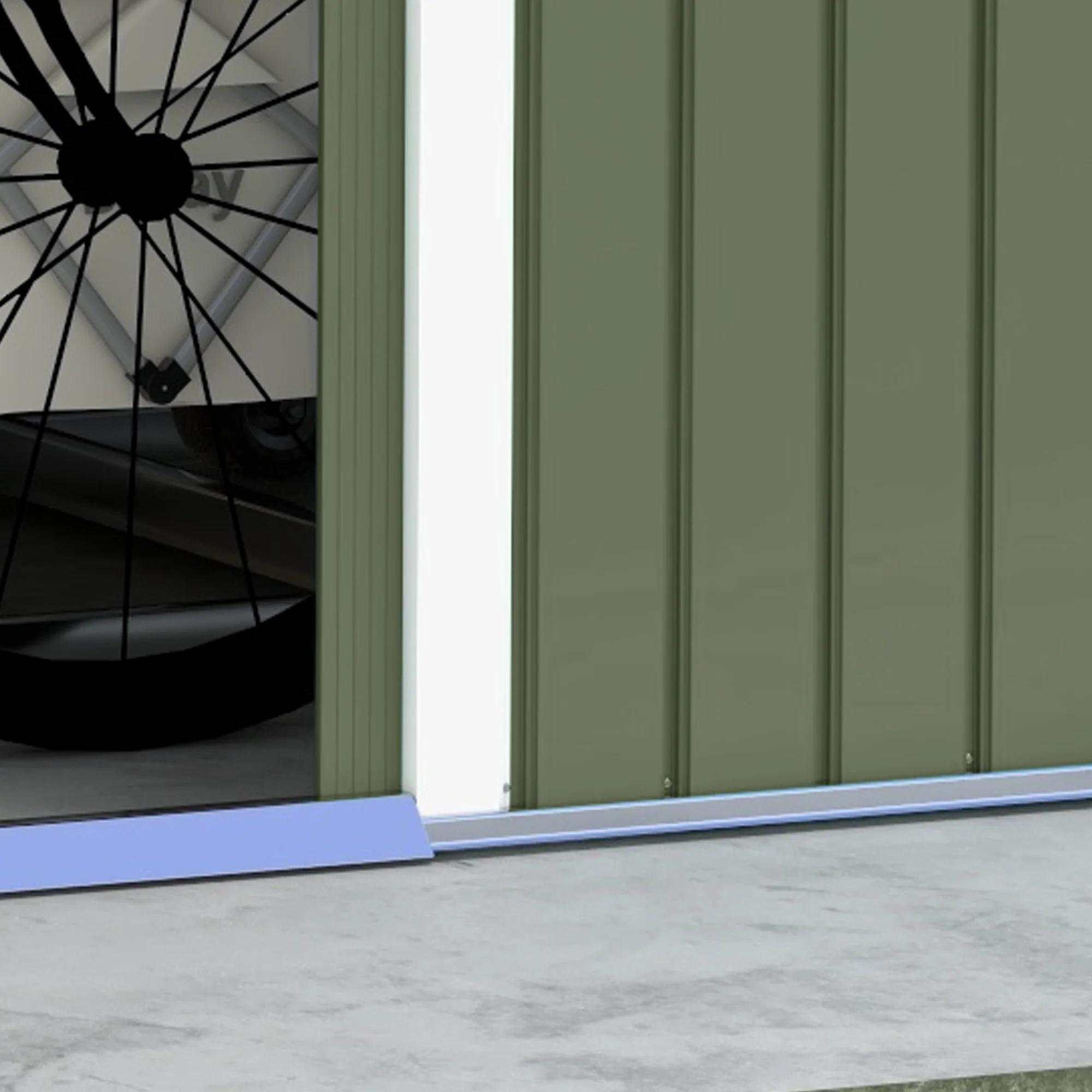 EverBase 9' x 6' Outdoor Storage Shed with Foundation Kit, Double Lockable Door & Air Vents, Green - Image 11