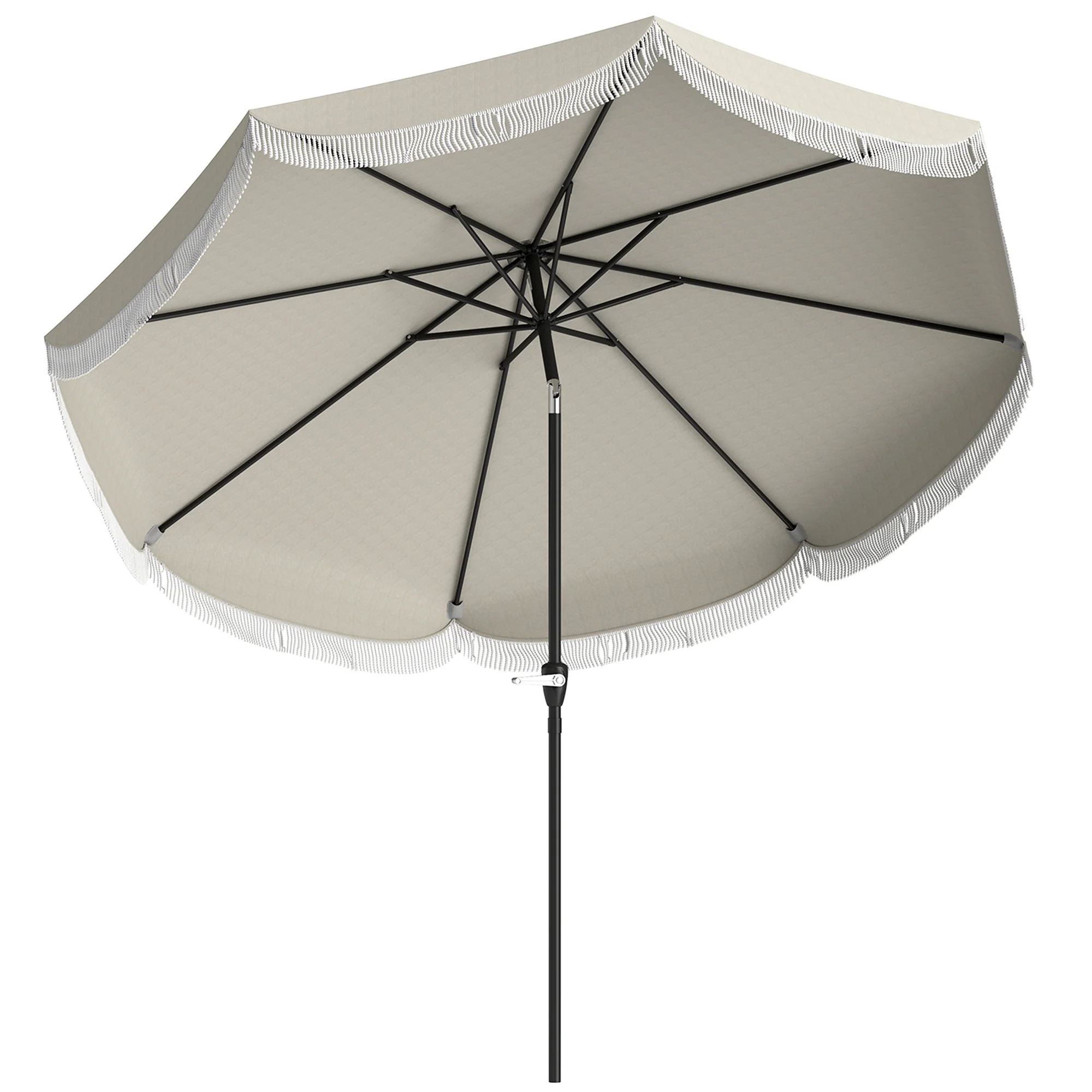 9' Outdoor Umbrella with UPF 30+, Vented Canopy & Push Tilt, Light Gray - Image 12
