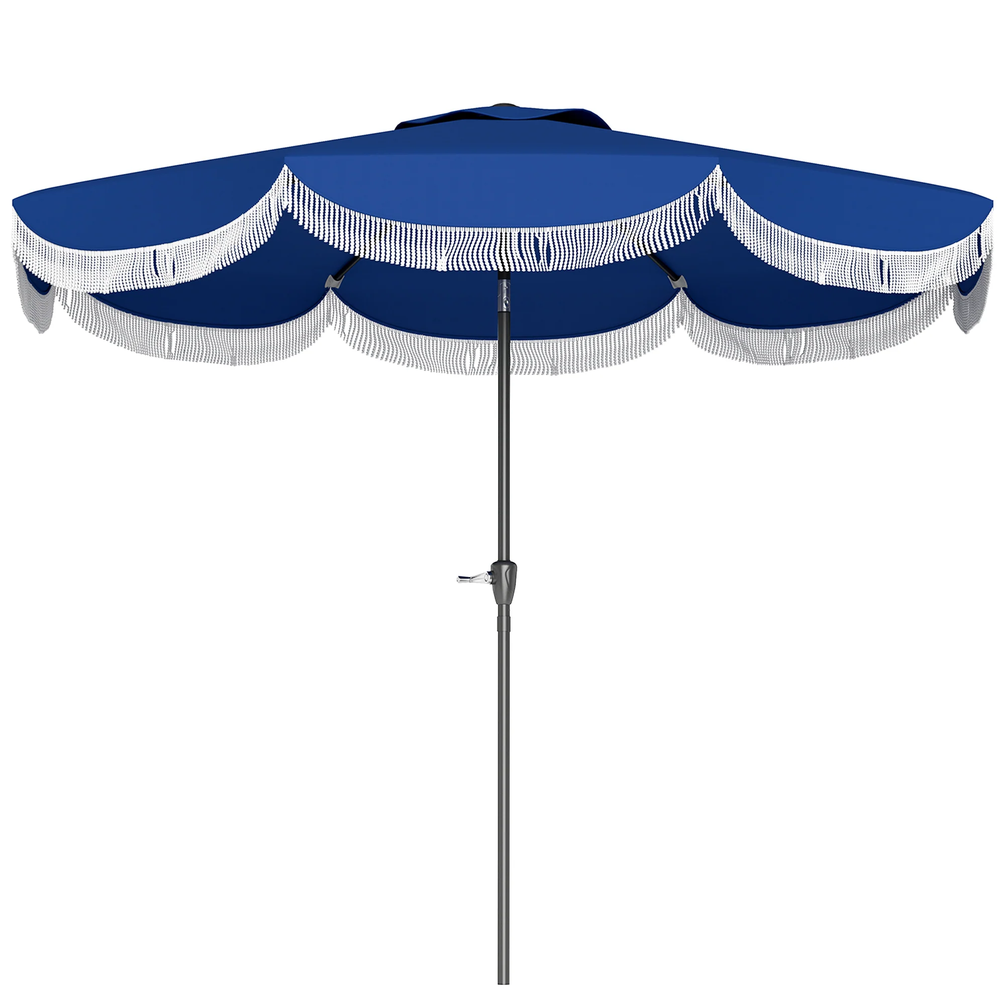 9' UV-Protection Patio Umbrella with Crank, Vented Canopy & Push-Button Tilt, Navy Blue - Image 2