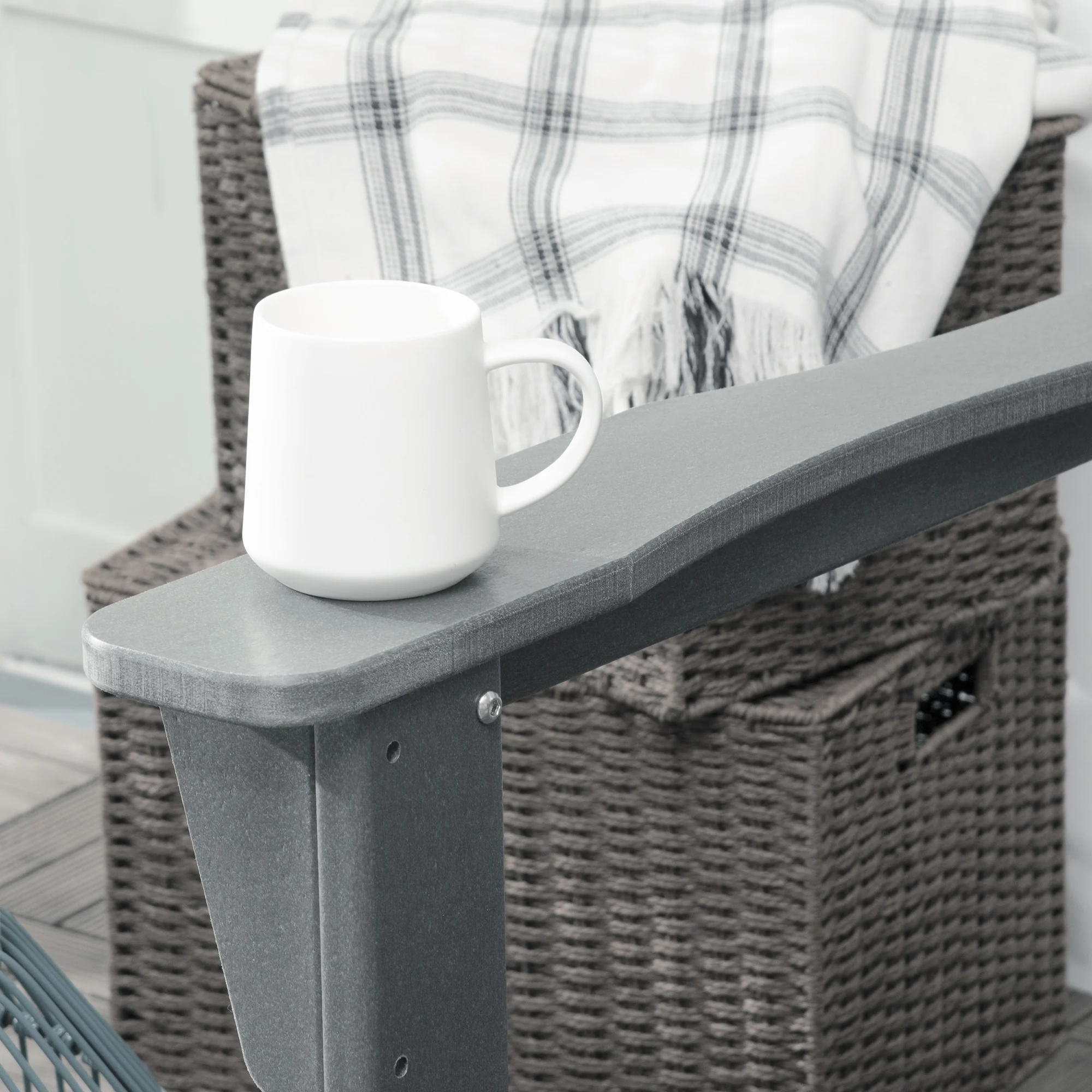 HDPE Adirondack Rocking Chair for Porch & Garden, Light Gray - Image 9