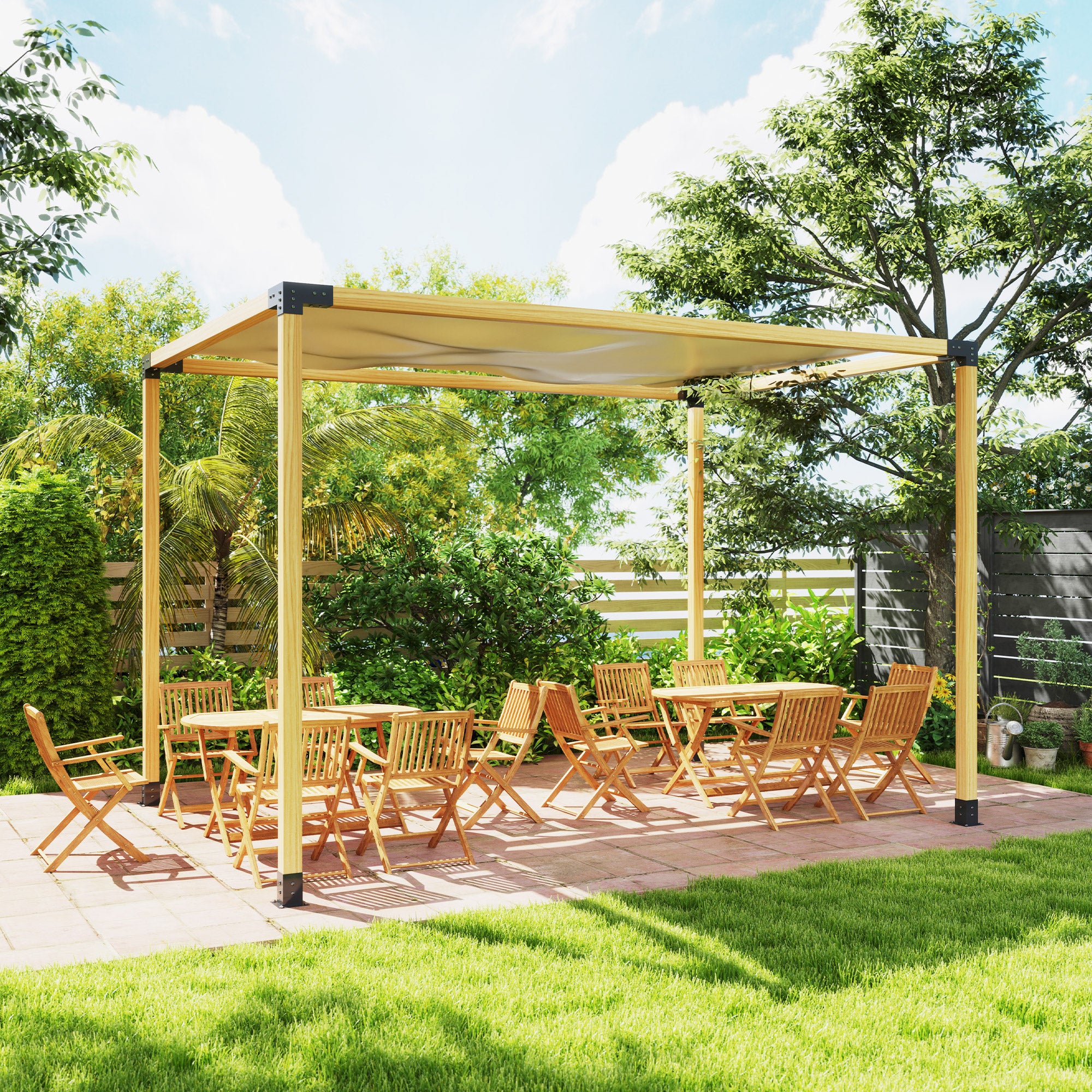 8PCS DIY Pergola Kit, Brackets for 3.6"x3.6" Lumber, 3-Way & 4-Way Corners - Image 11