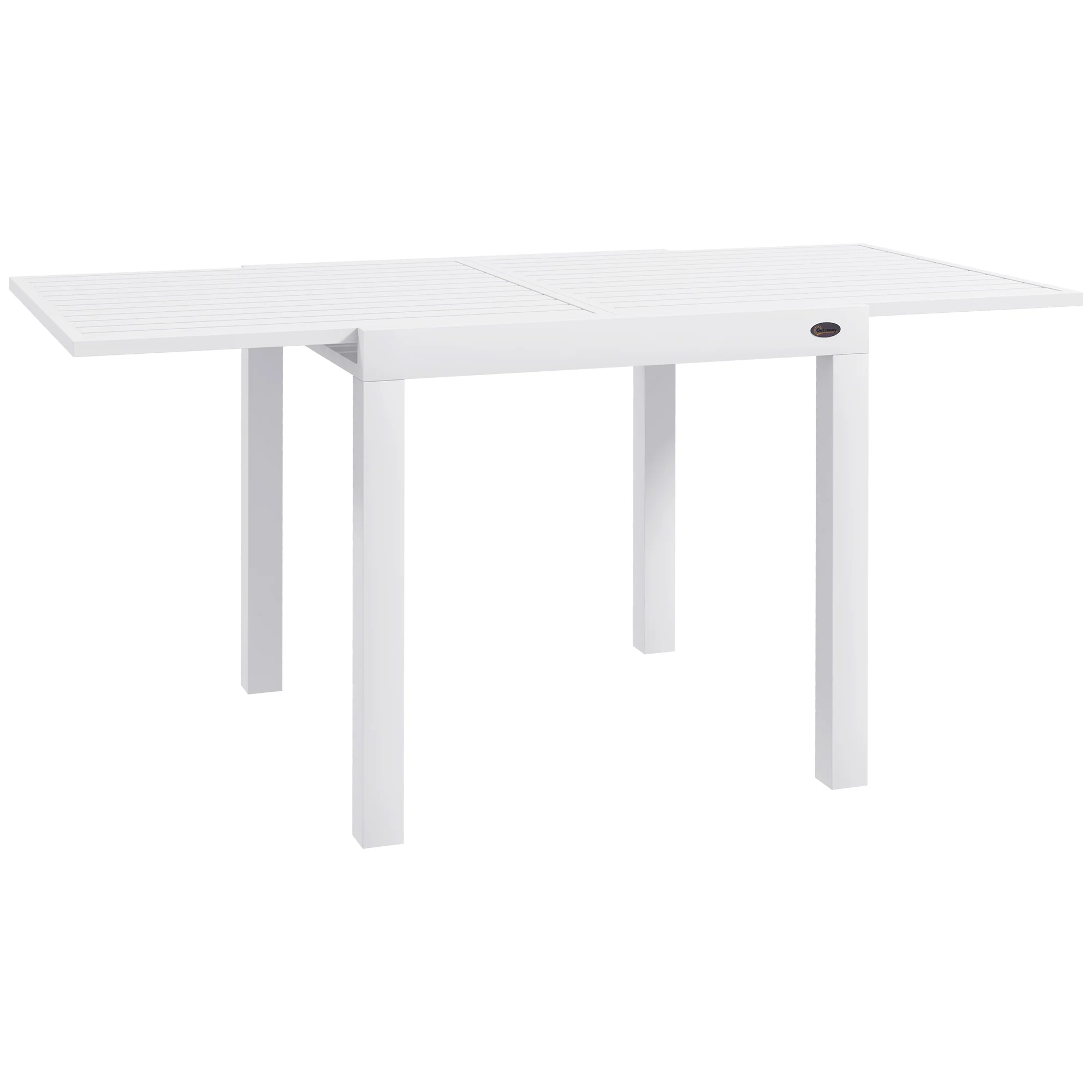 Expandable Outdoor Dining Table for 4-6 with Aluminum Frame, White