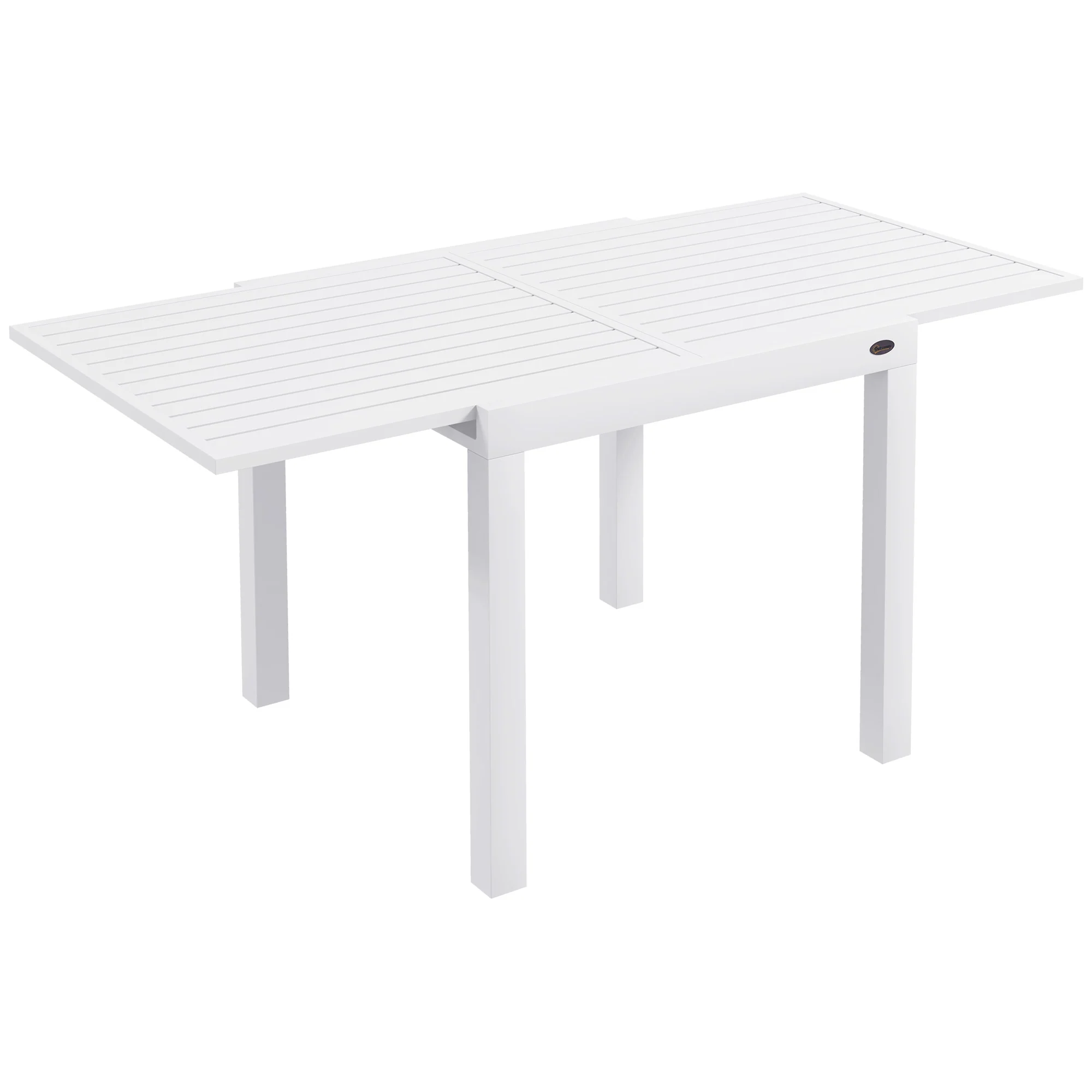 Expandable Outdoor Dining Table for 4-6 with Aluminum Frame, White - Image 2