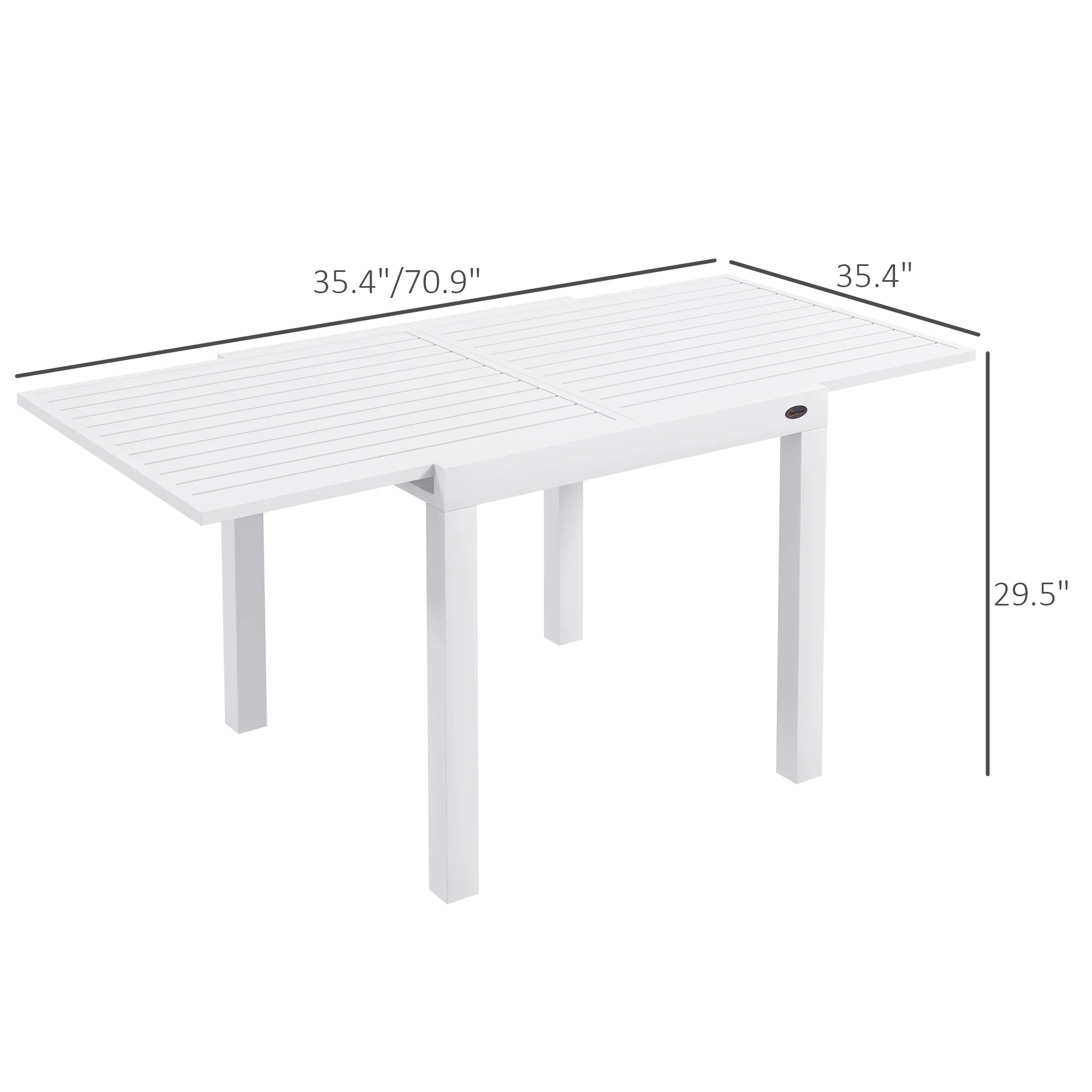 Expandable Outdoor Dining Table for 4-6 with Aluminum Frame, White - Image 5