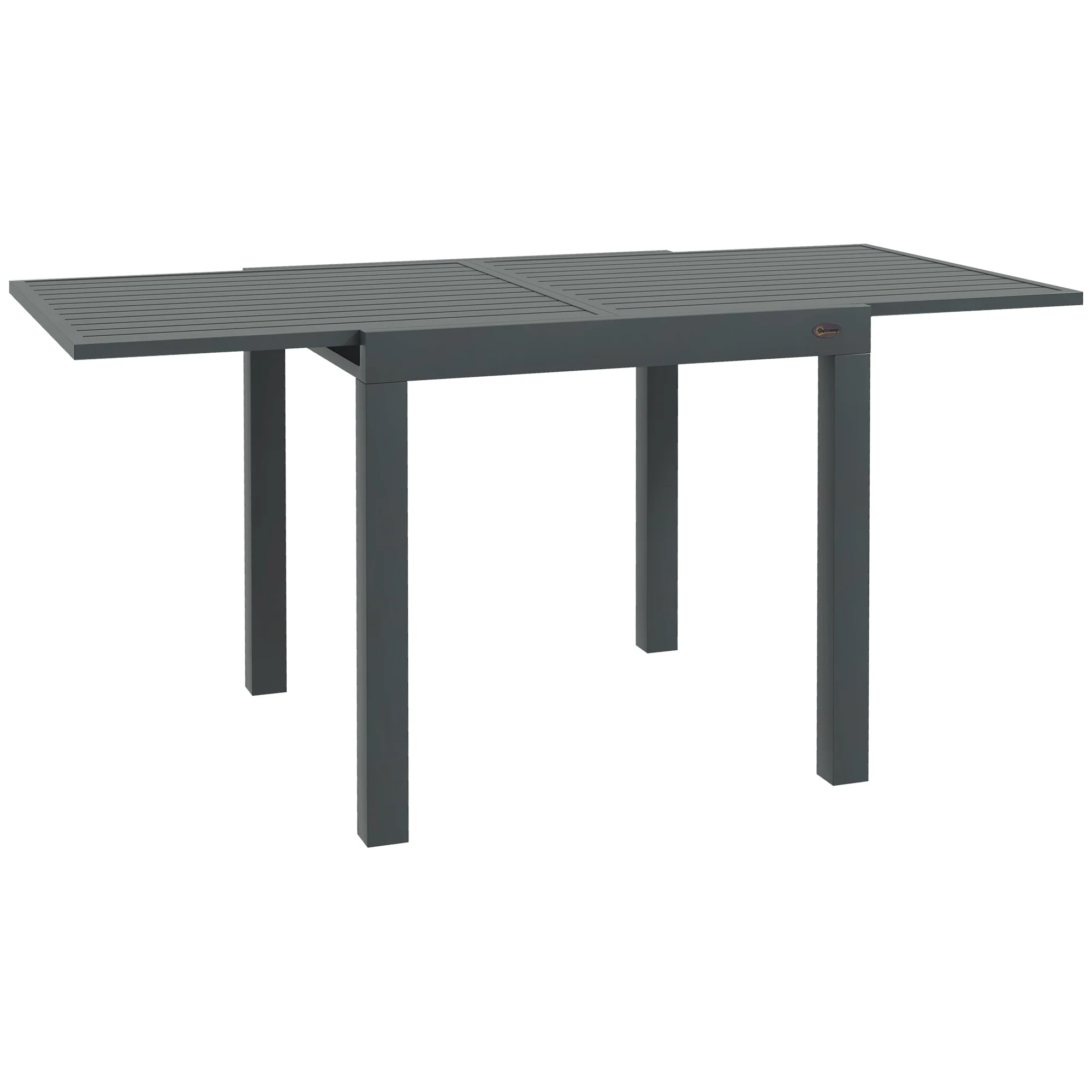 Expandable Patio Dining Table for 4-6 with Aluminum Frame, Gray